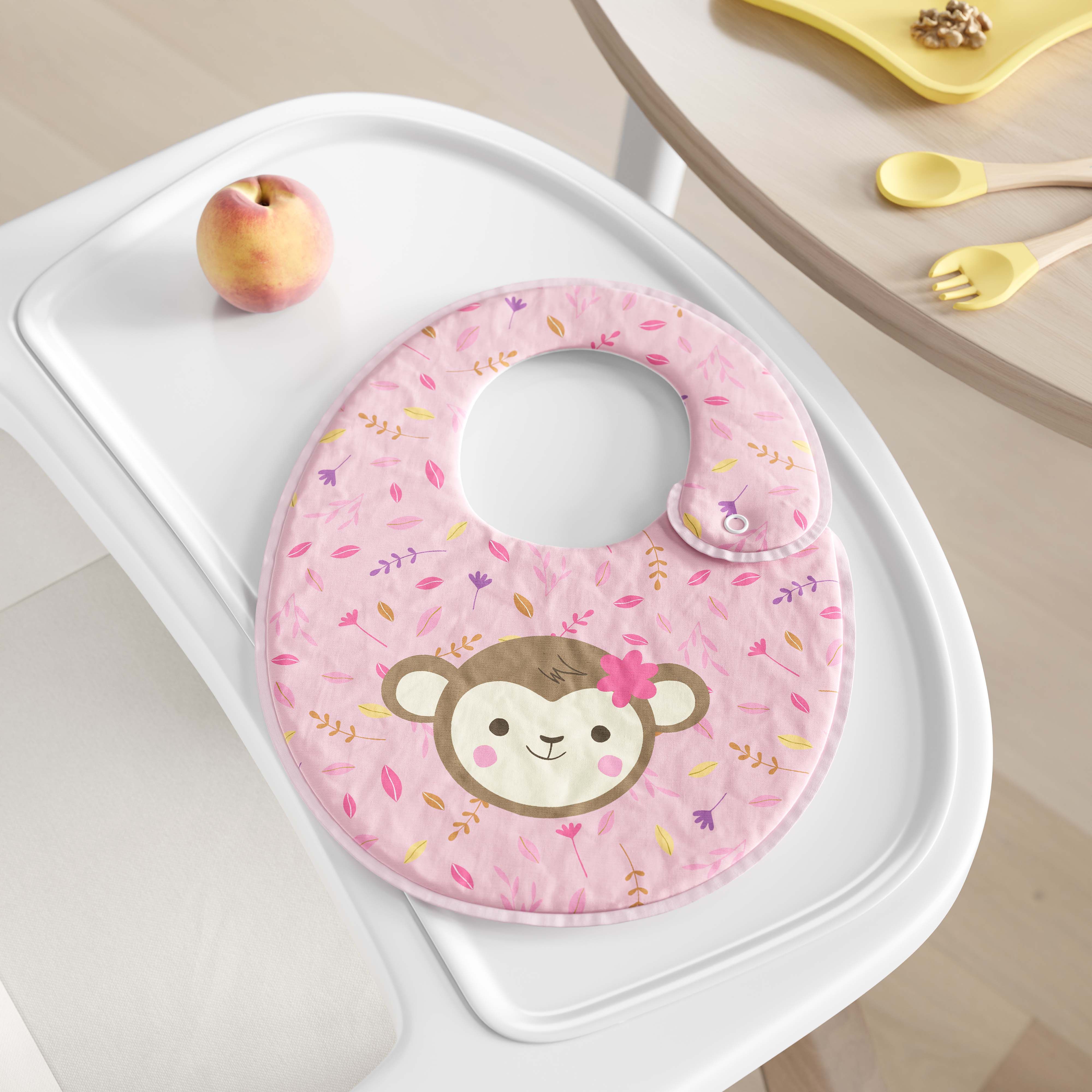 Babador Macaquinha Selva Baby Rosa