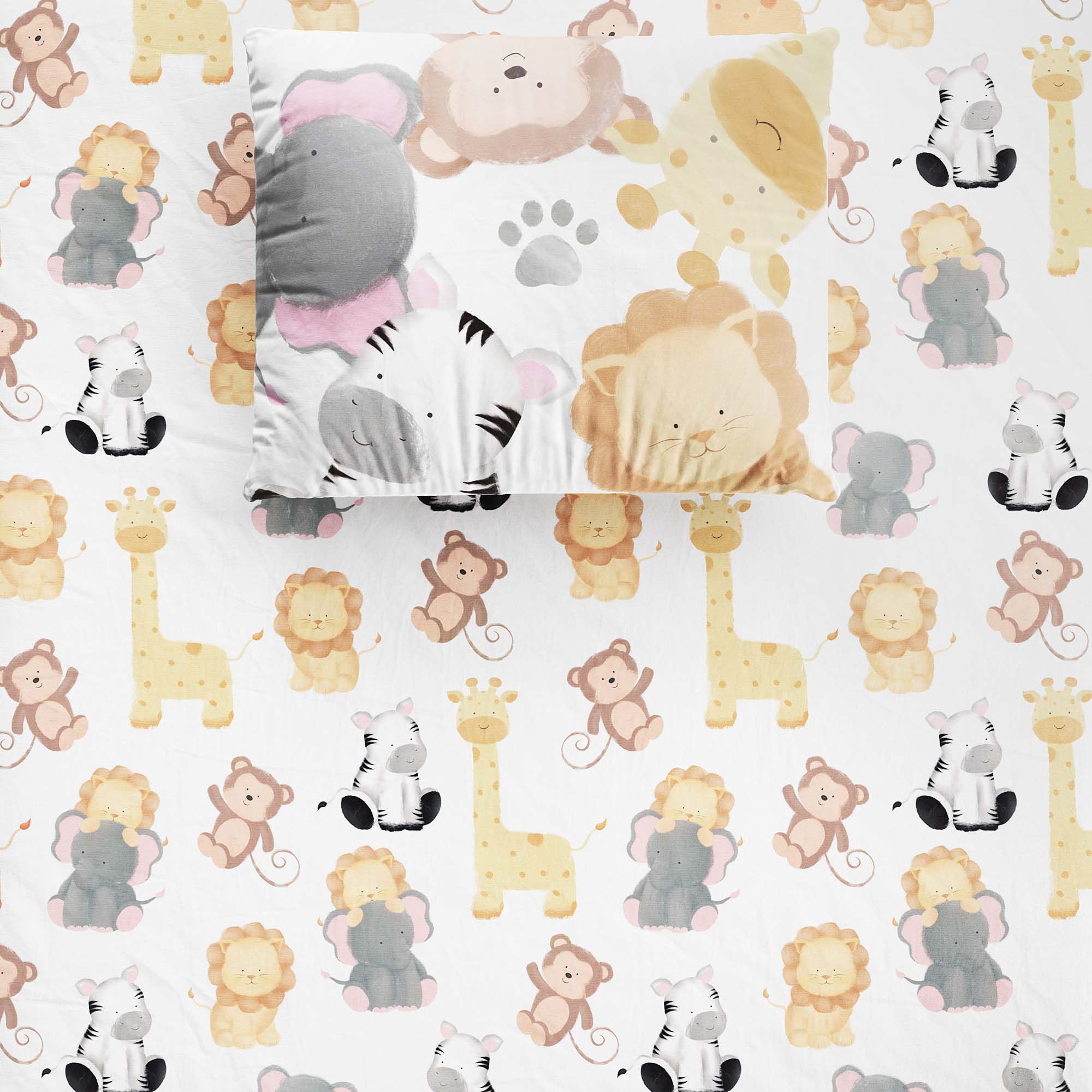 Jogo de Lençol Berço Safári Aquarela