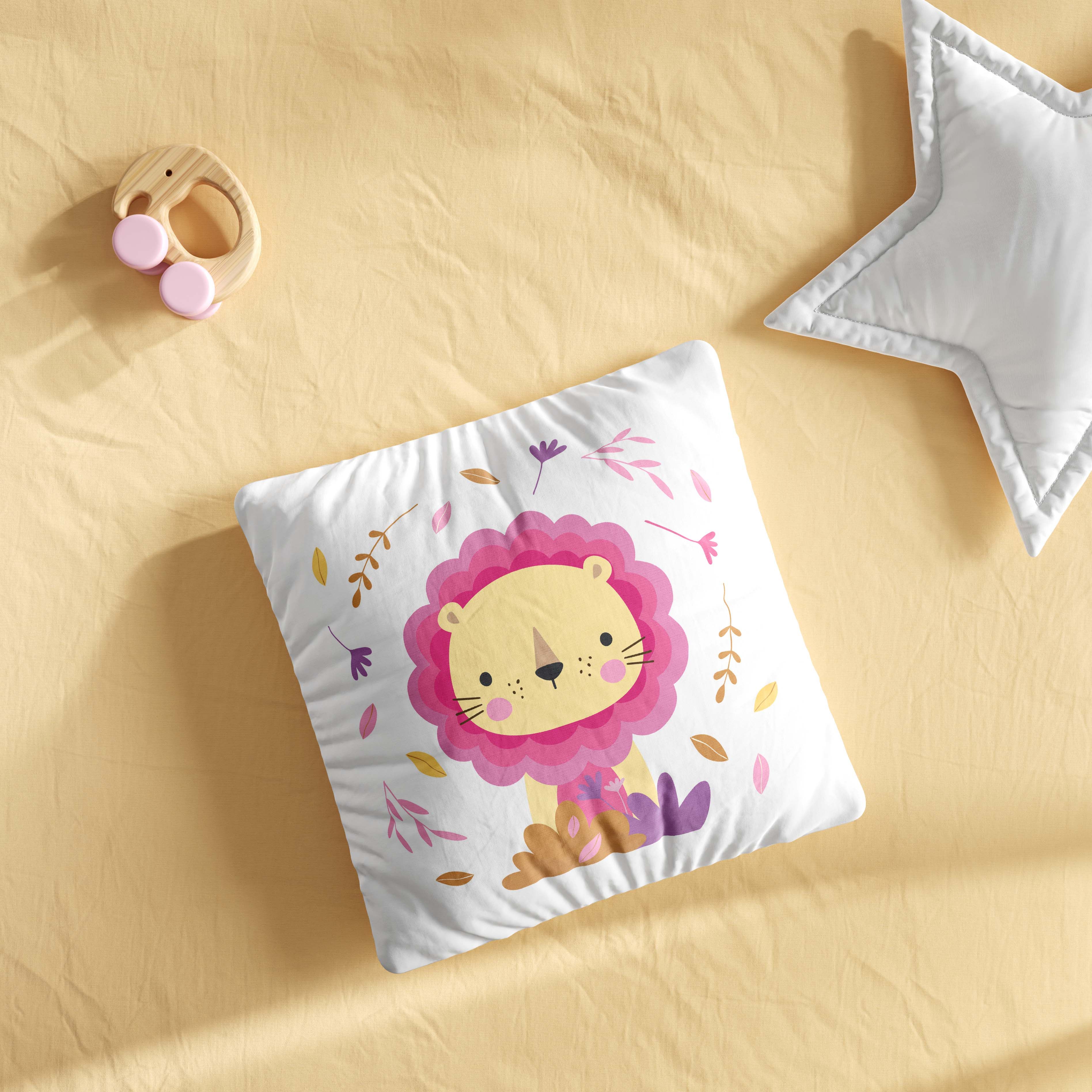 Almofada Quadrada Amiguinho Leão Selva Baby