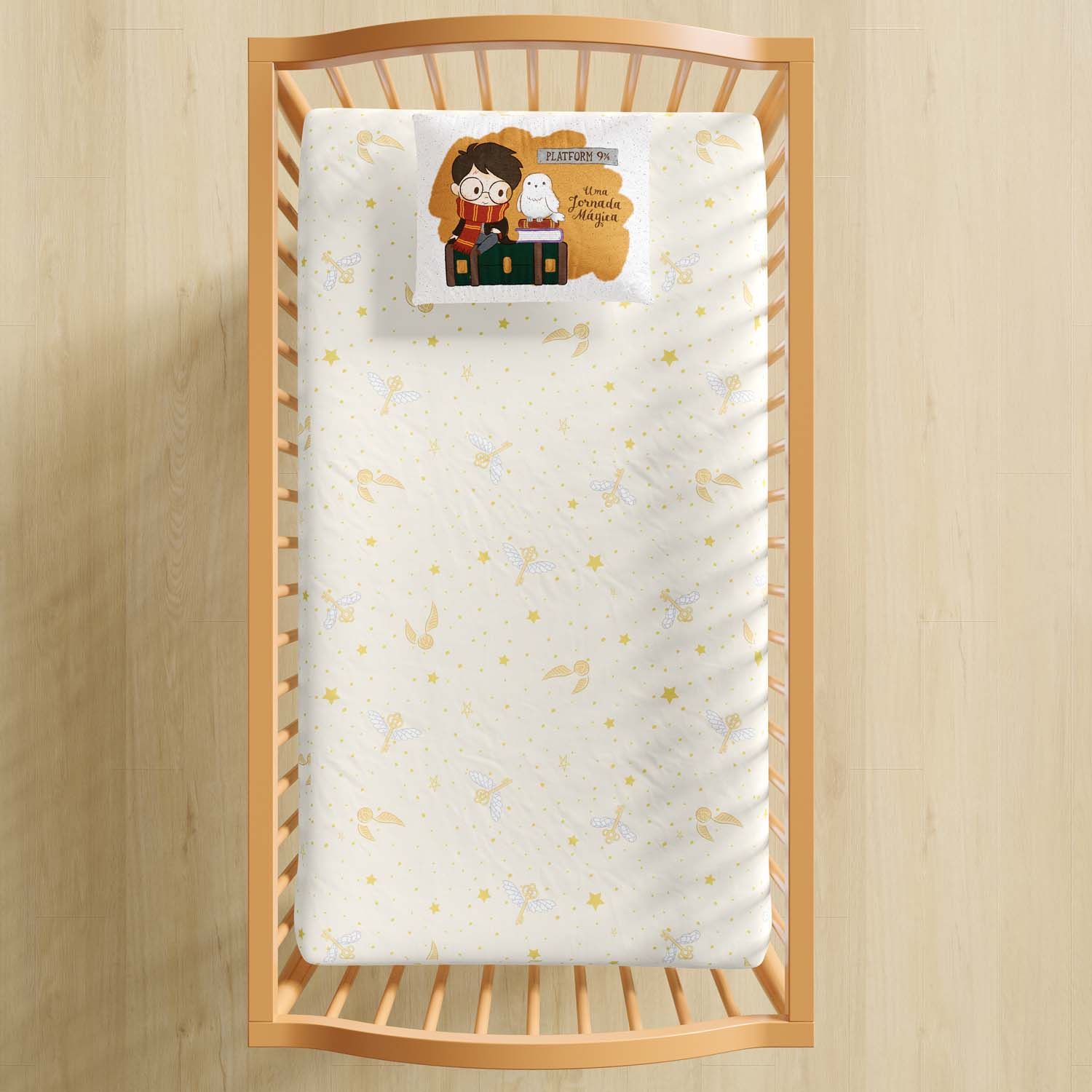 Jogo de Lençol Berço Harry Potter e Coruja Edwiges