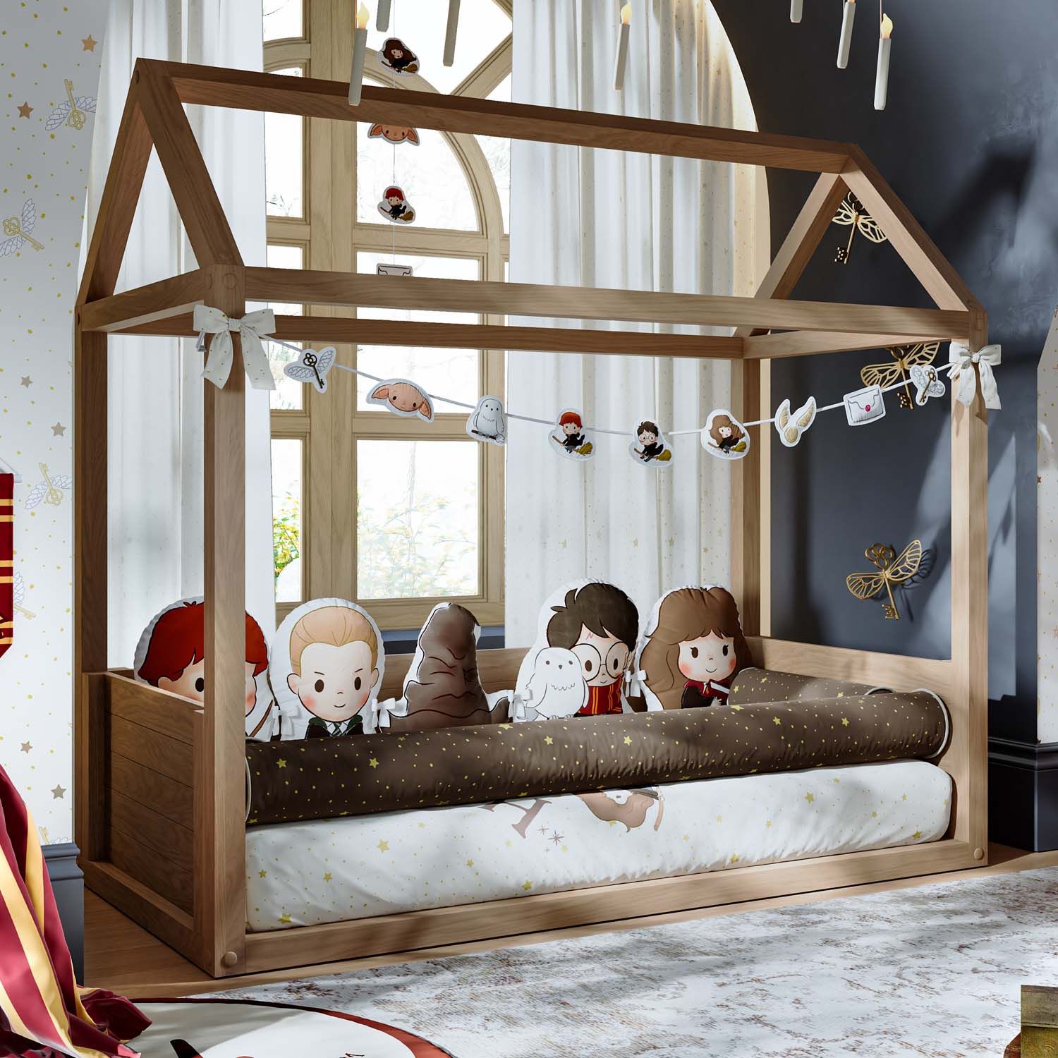 Jogo de Lençol Mini Cama Harry Potter Hogwarts