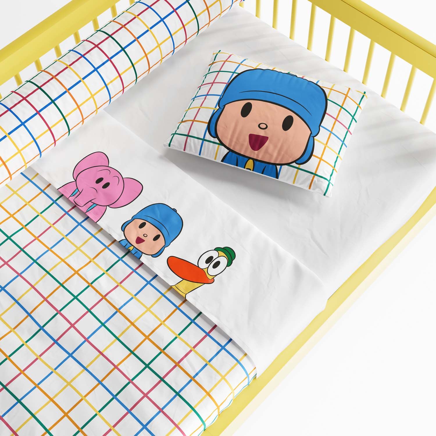 Jogo de Lençol Mini Cama Pocoyo Xadrez