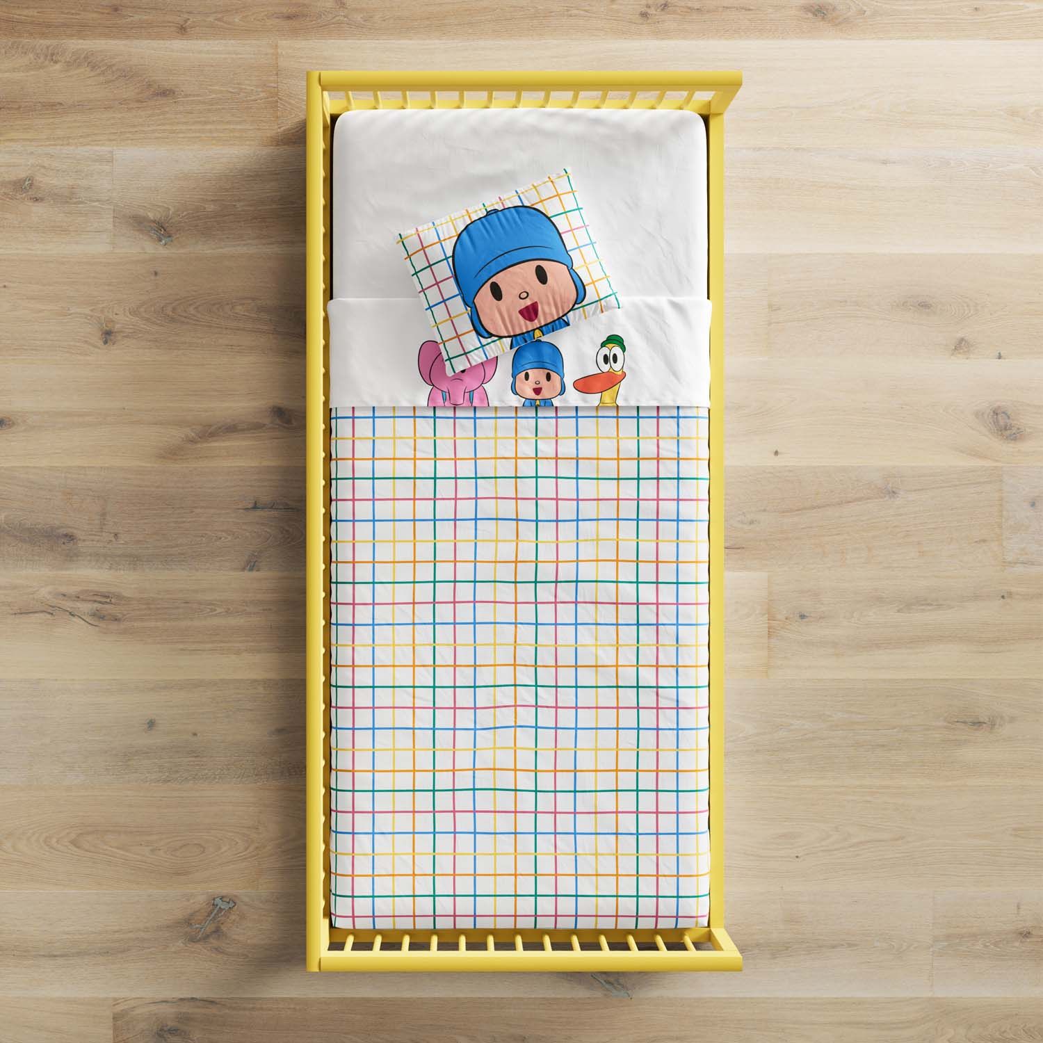 Jogo de Lençol Mini Cama Pocoyo Xadrez