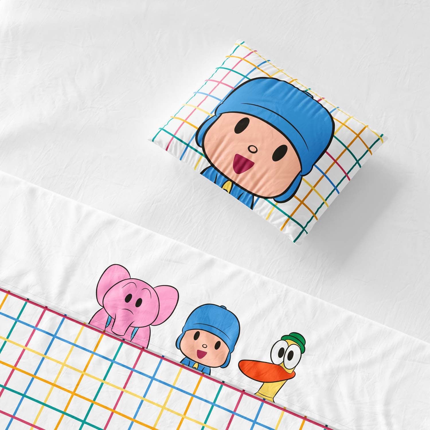 Jogo de Lençol Mini Cama Pocoyo Xadrez