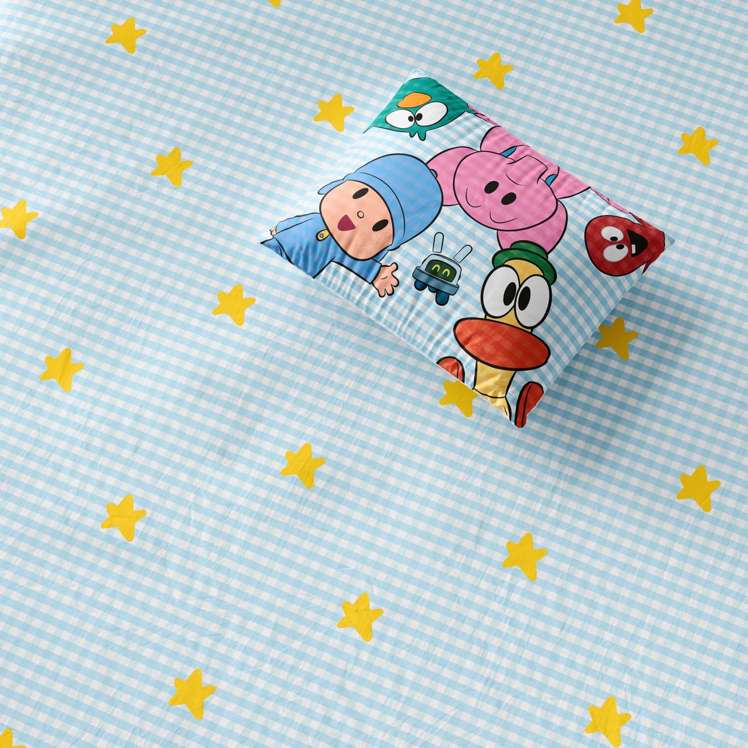 Jogo de Lençol Mini Cama Pocoyo Estrelinhas
