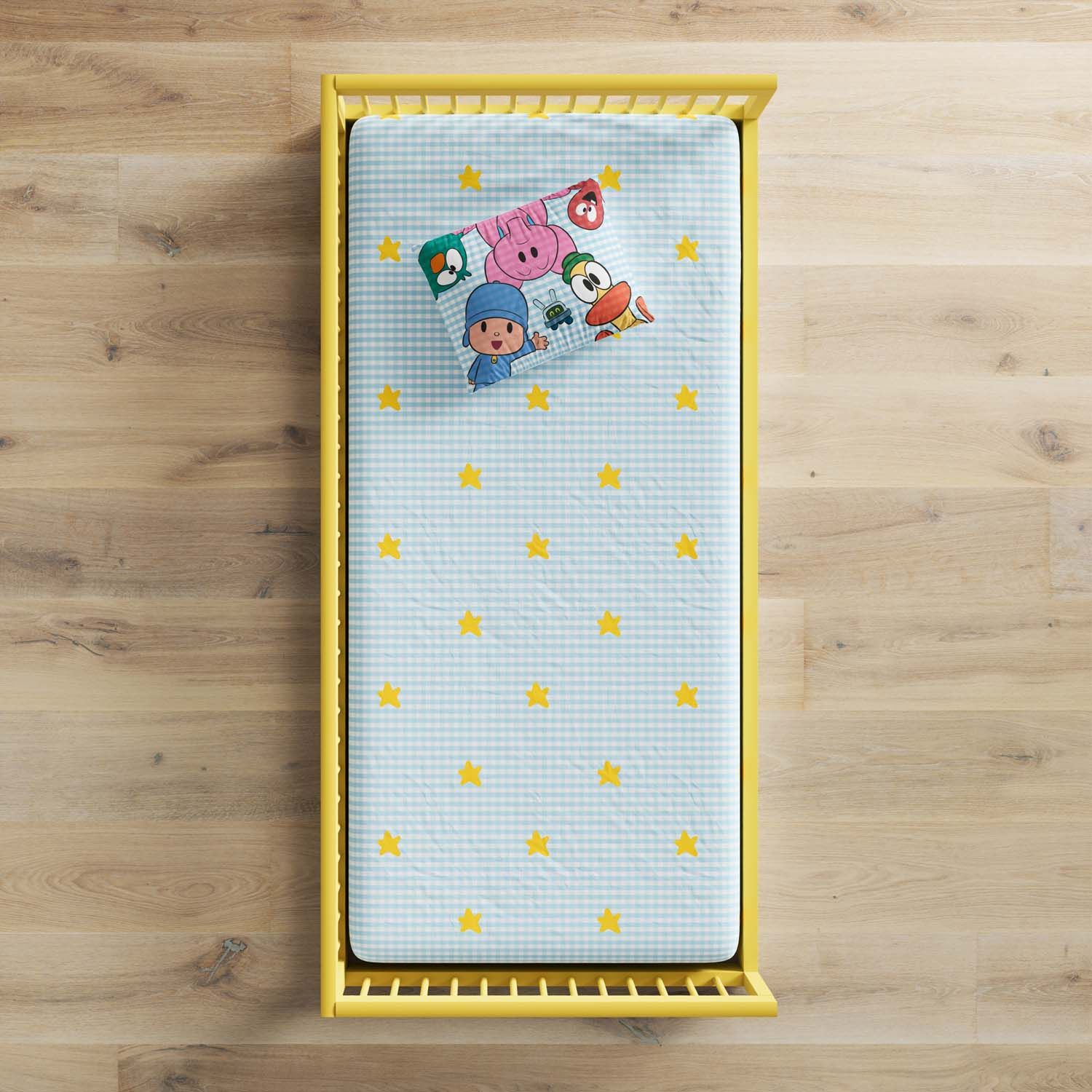 Lençol Mini Cama com Elástico Pocoyo Estrelinhas