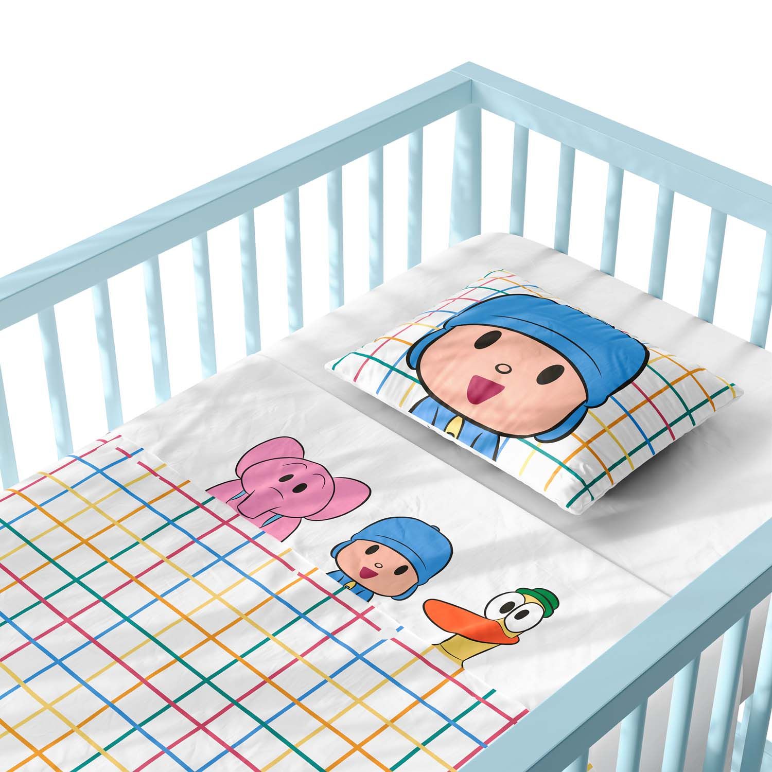 Jogo de Lençol Berço Pocoyo Xadrez