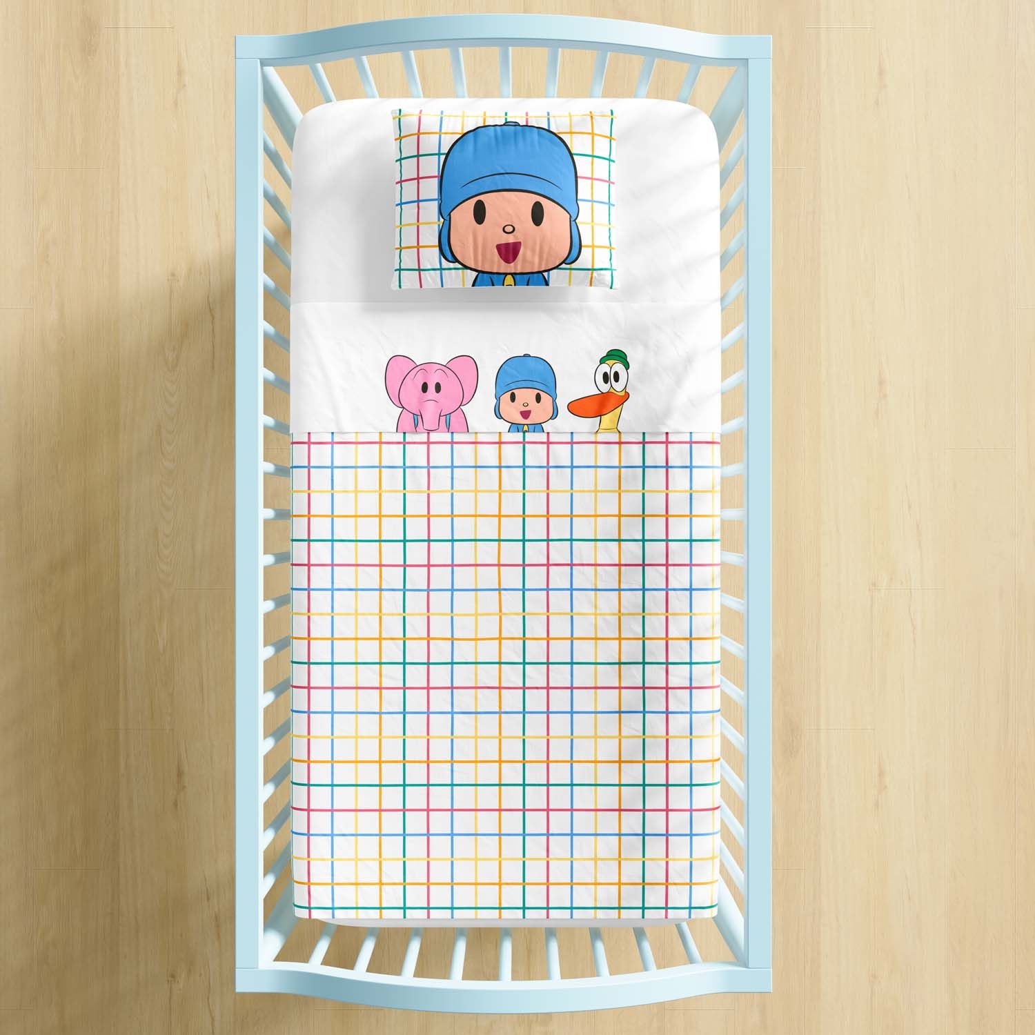 Jogo de Lençol Berço Pocoyo Xadrez