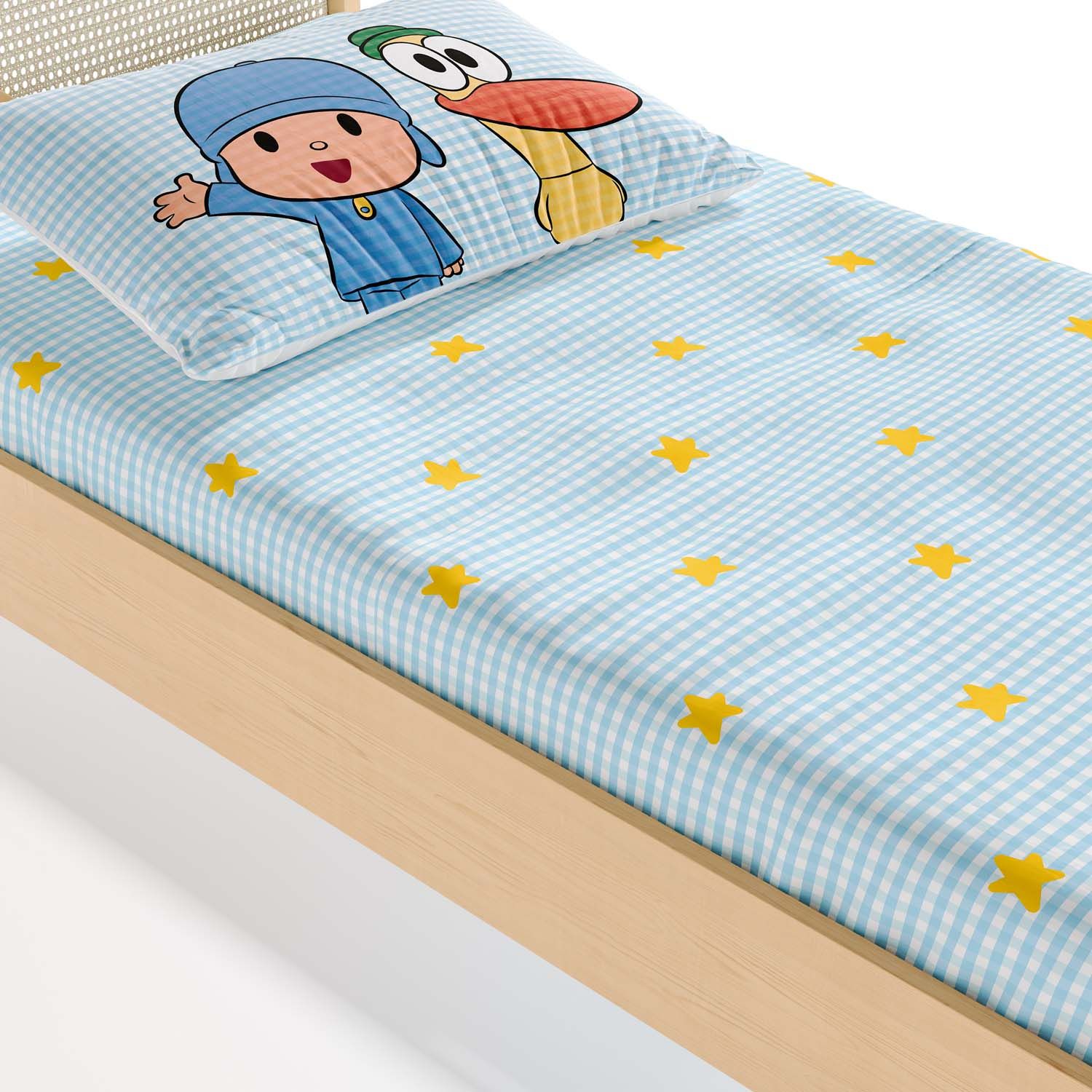 Jogo de Lençol Infantil Solteiro Pocoyo Estrelinhas