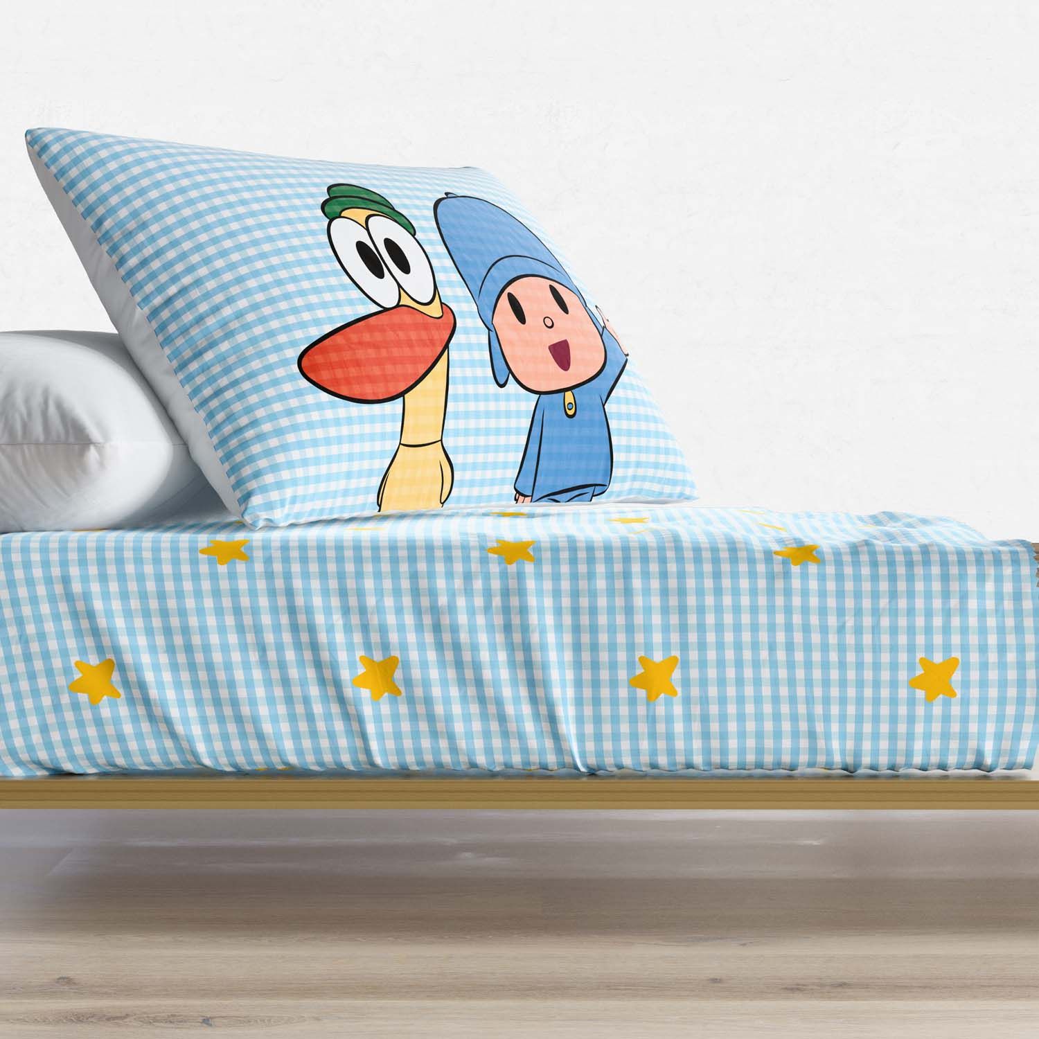 Jogo de Lençol Infantil Solteiro Pocoyo Estrelinhas