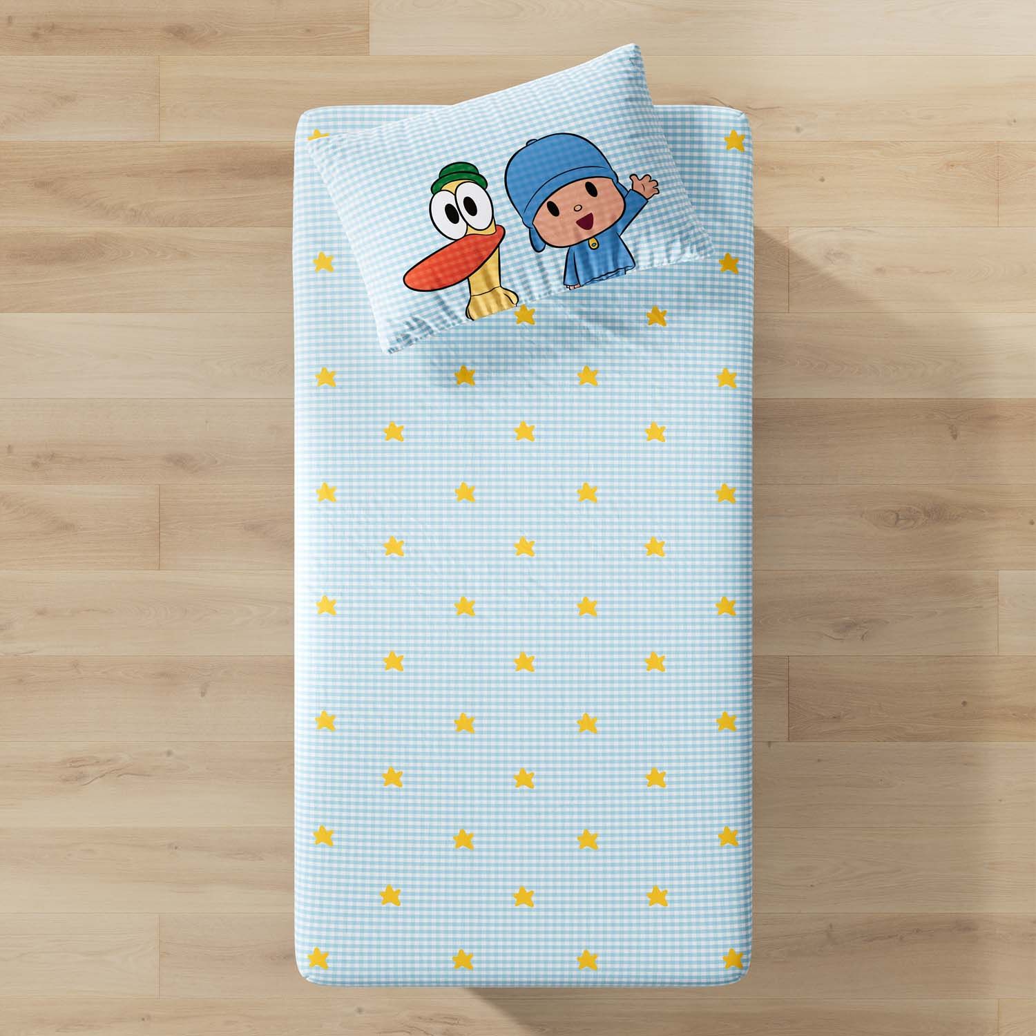 Lençol Infantil Solteiro com Elástico Pocoyo Estrelinhas