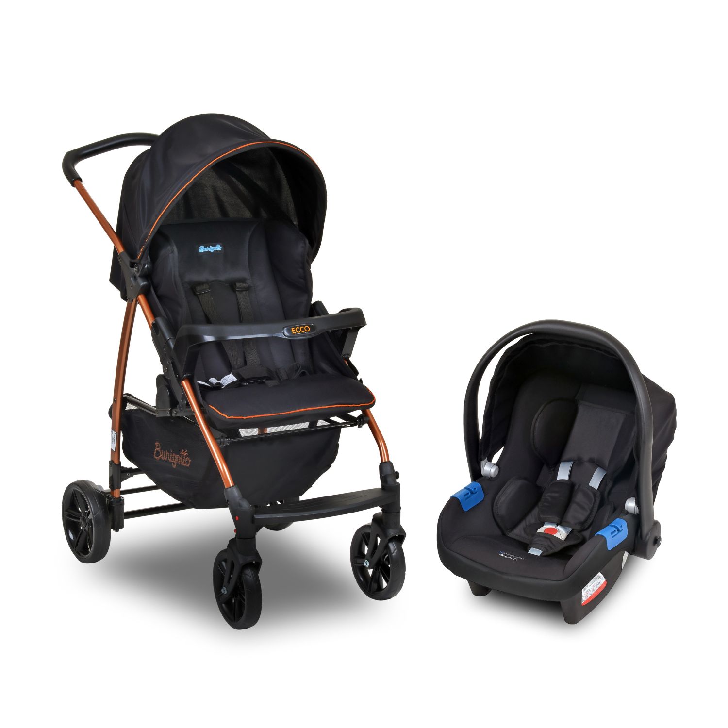 Carrinho de Bebê Travel System Ecco Preto Cobre