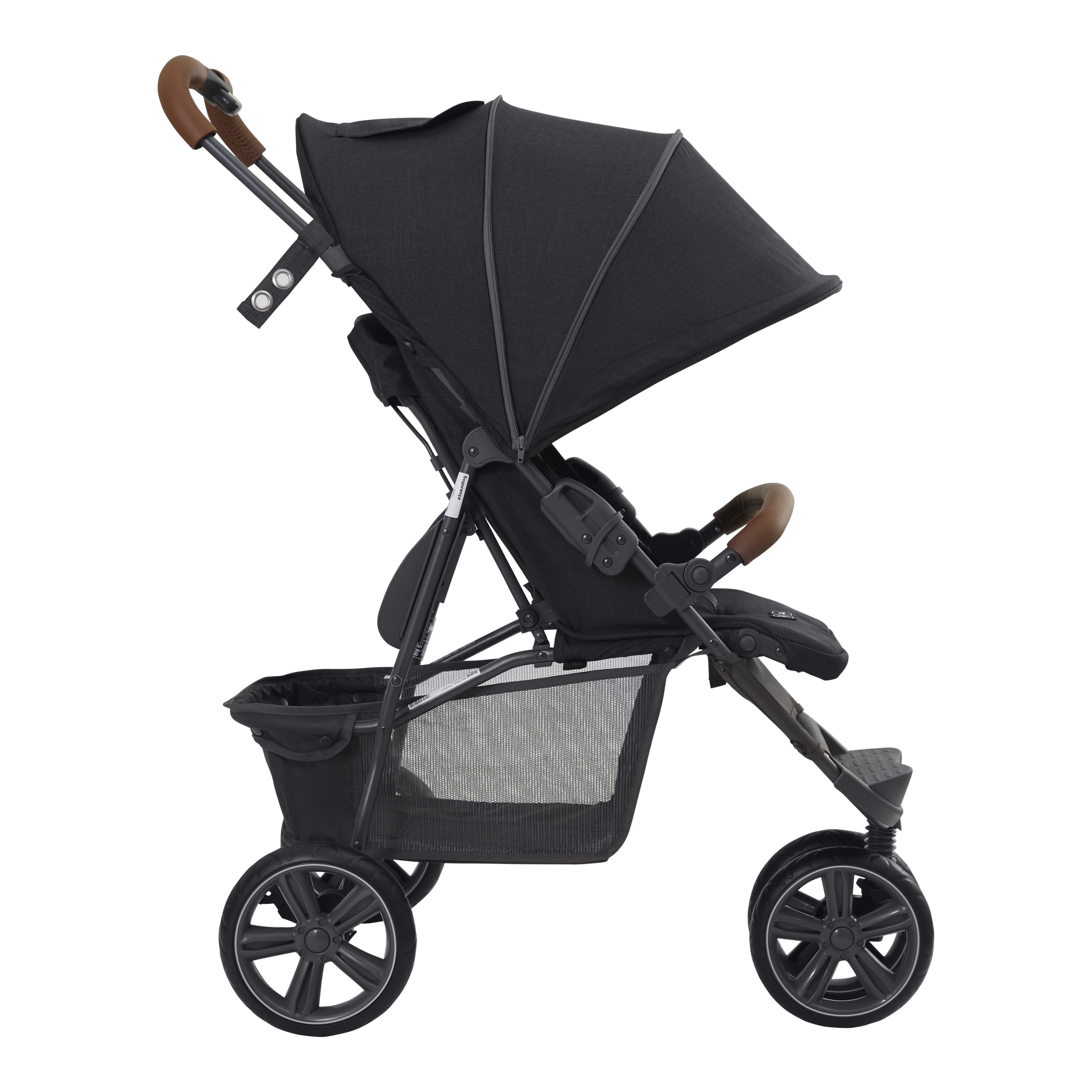 Carrinho de Bebê Treviso 3 Woven Preto com Couro