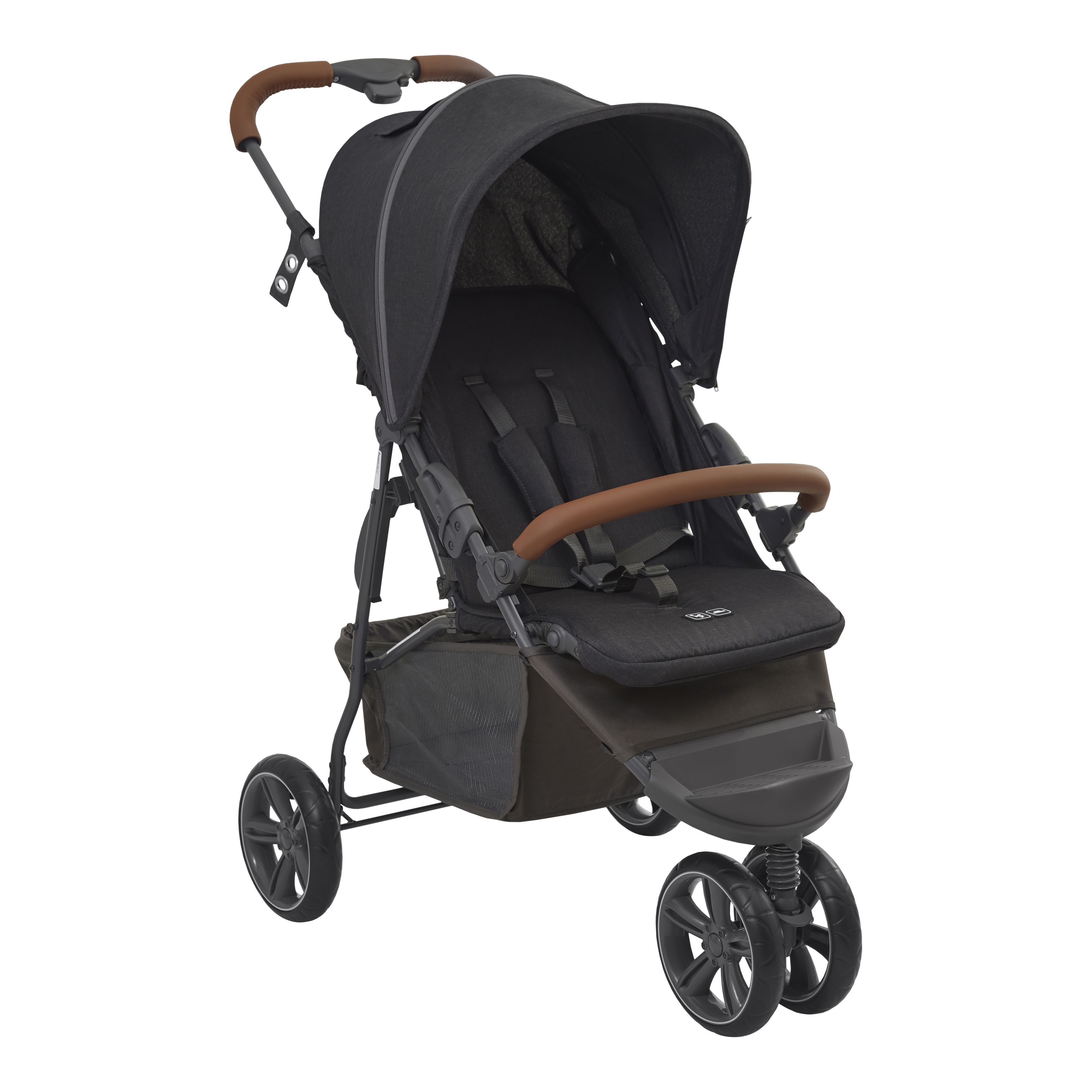 Carrinho de Bebê Treviso 3 Woven Preto com Couro