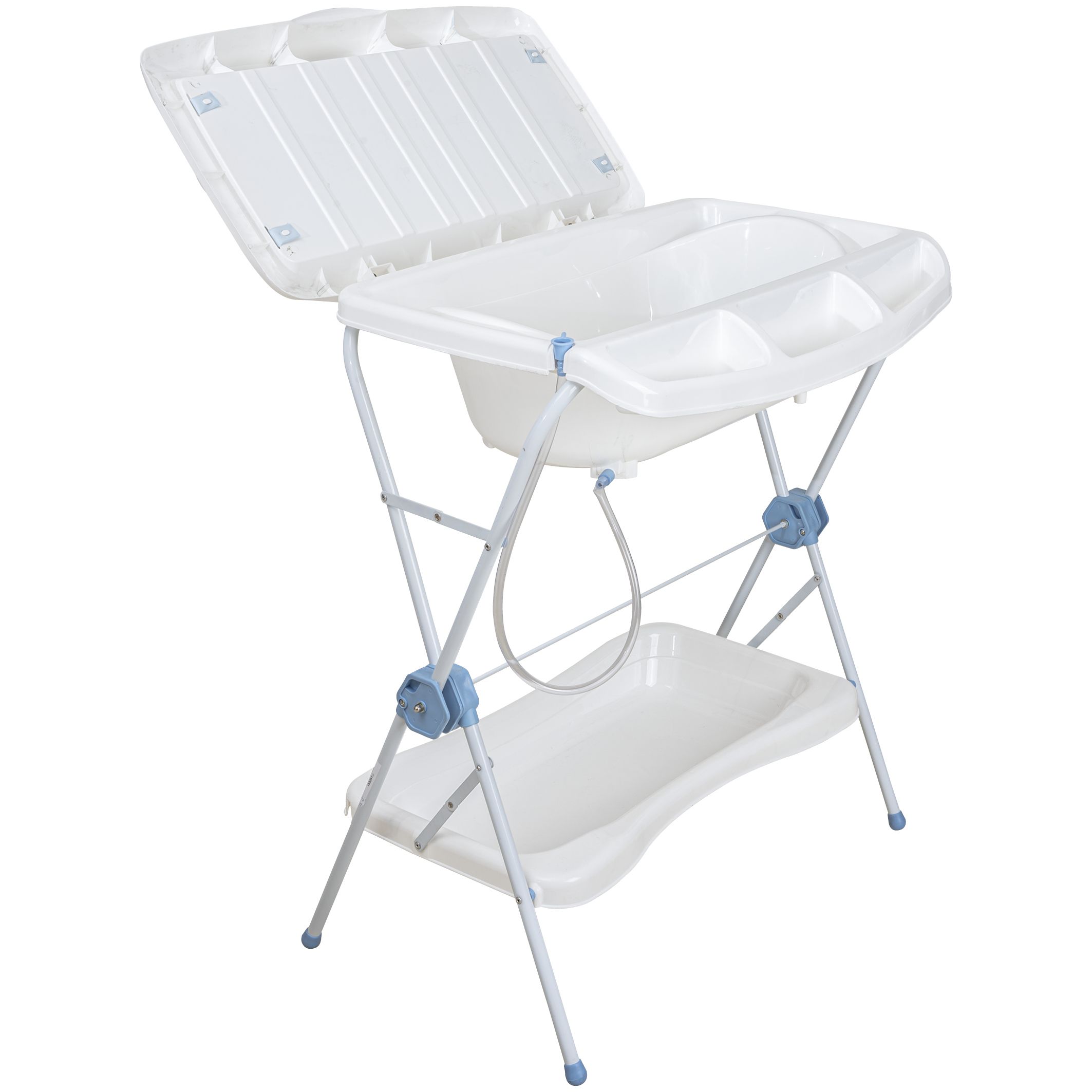 Kit Banheira 2 em 1 com Banheira, Suporte e Trocador Shower Azul