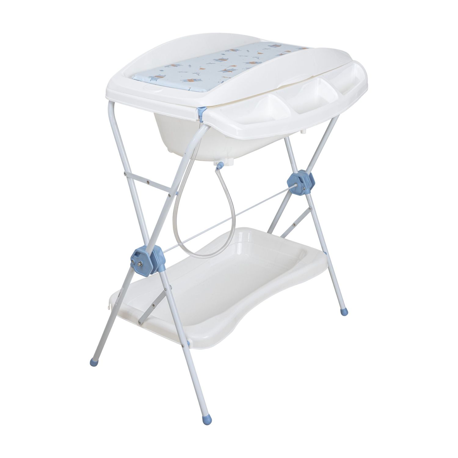 Kit Banheira 2 em 1 com Banheira, Suporte e Trocador Shower Azul