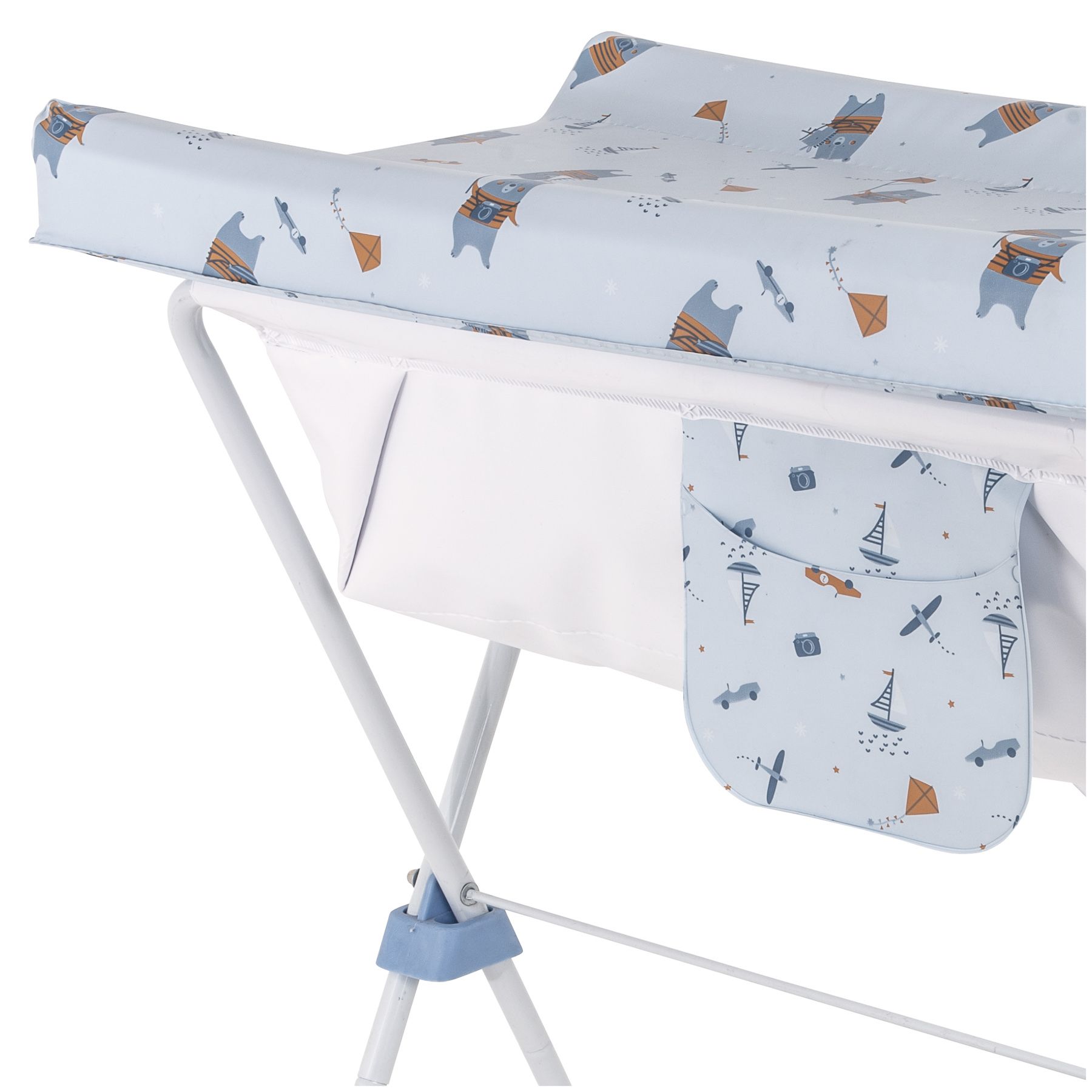 Kit Banheira 2 em 1 com Banheira, Suporte e Trocador Slim Plus Azul