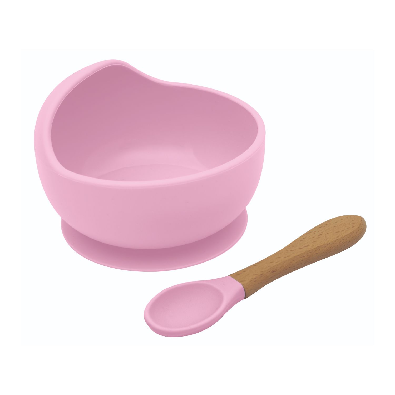 Kit Refeição de Silicone e Bambu Bowl com Colher e Ventosa Azul