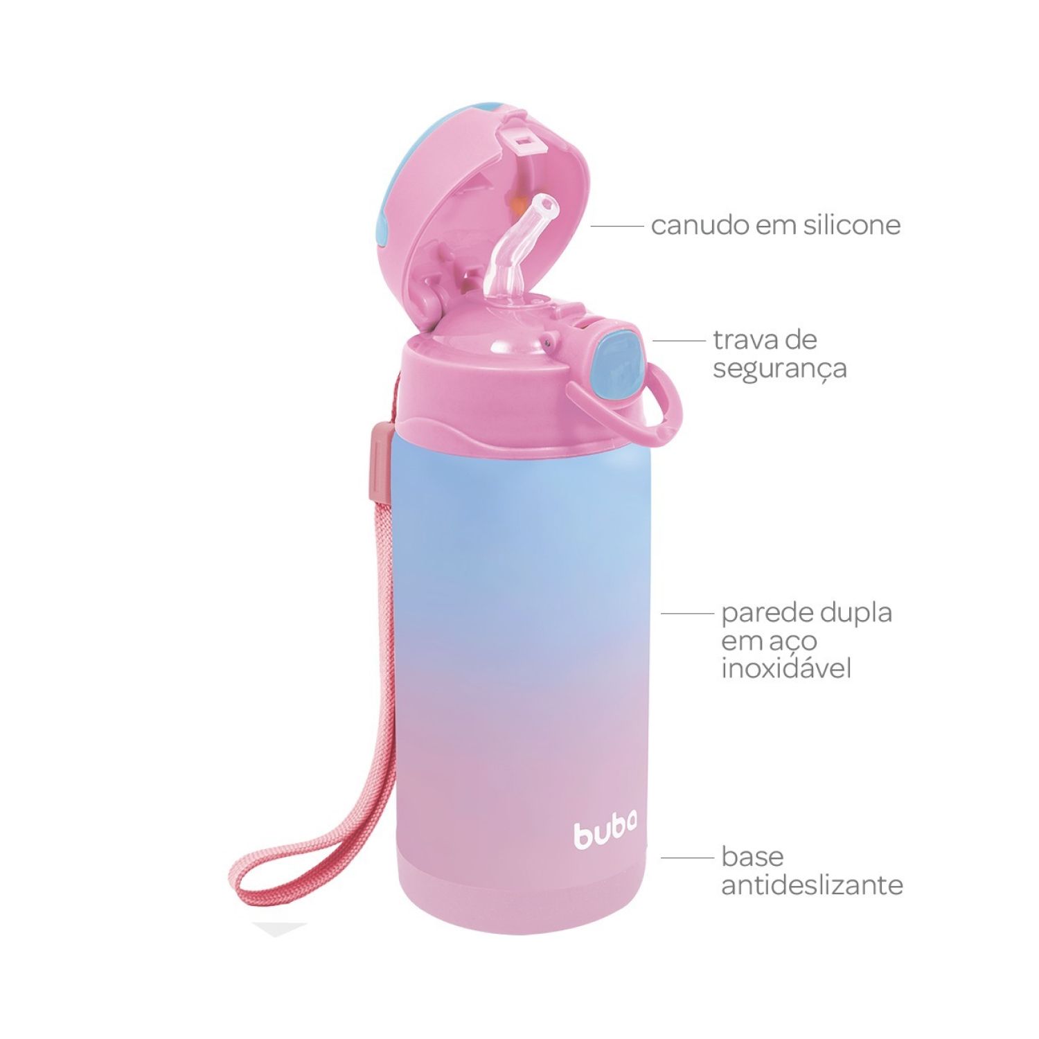 Copo Térmico Parede Dupla com Canudo Azul e Verde