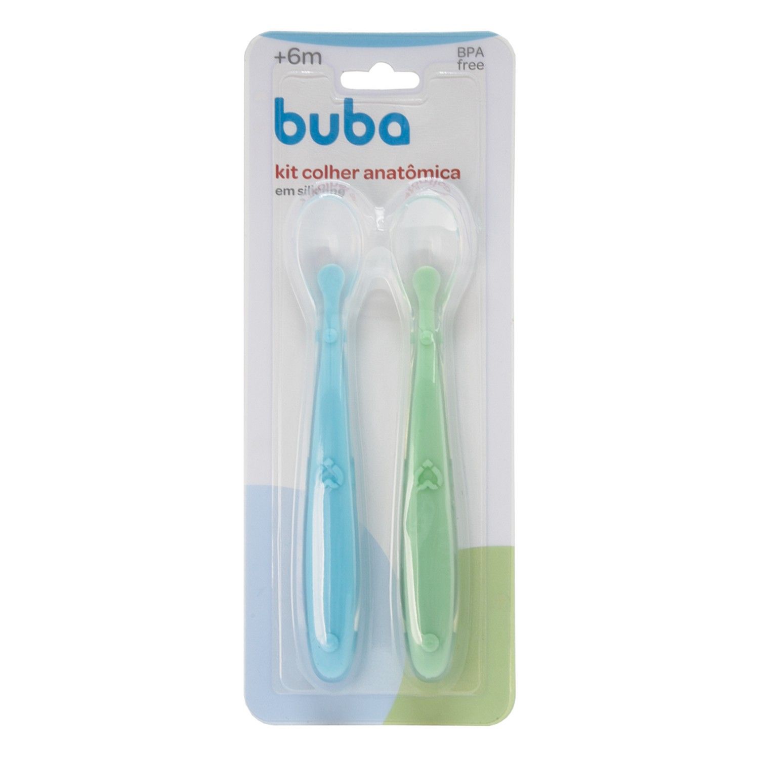 Kit Colher de Silicone Azul e Verde