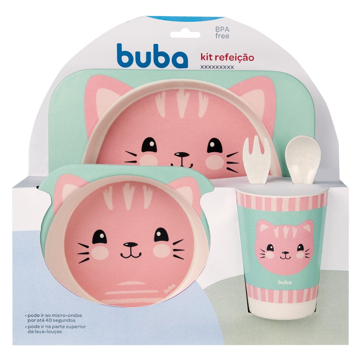 Kit Refeição Bambu Gatinha