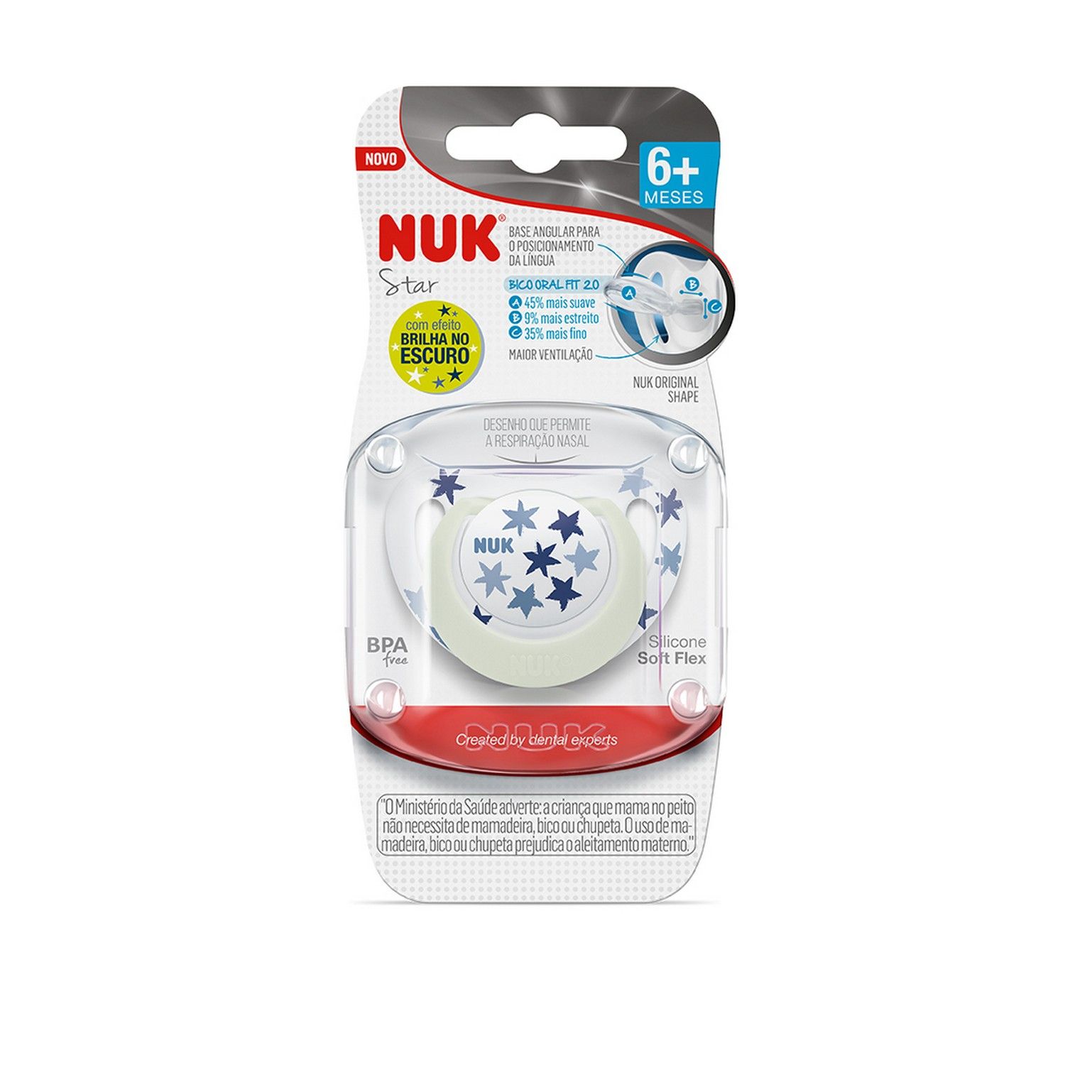 Chupeta Brilha no Escuro 6+ Meses Azul