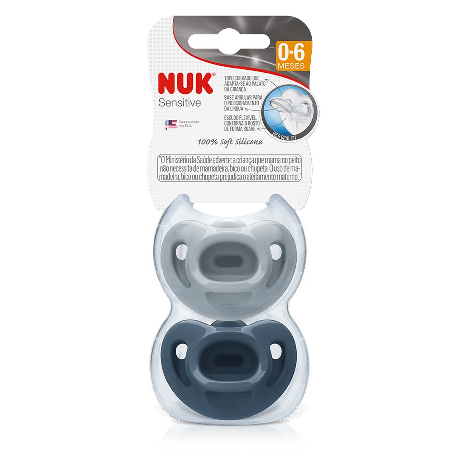 Kit Chupeta Sensitive Soft Fashion 0 a 6 Meses Azul