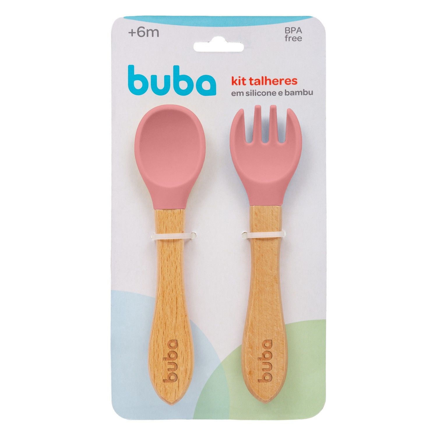 Kit Talher de Silicone e Bambu Azul