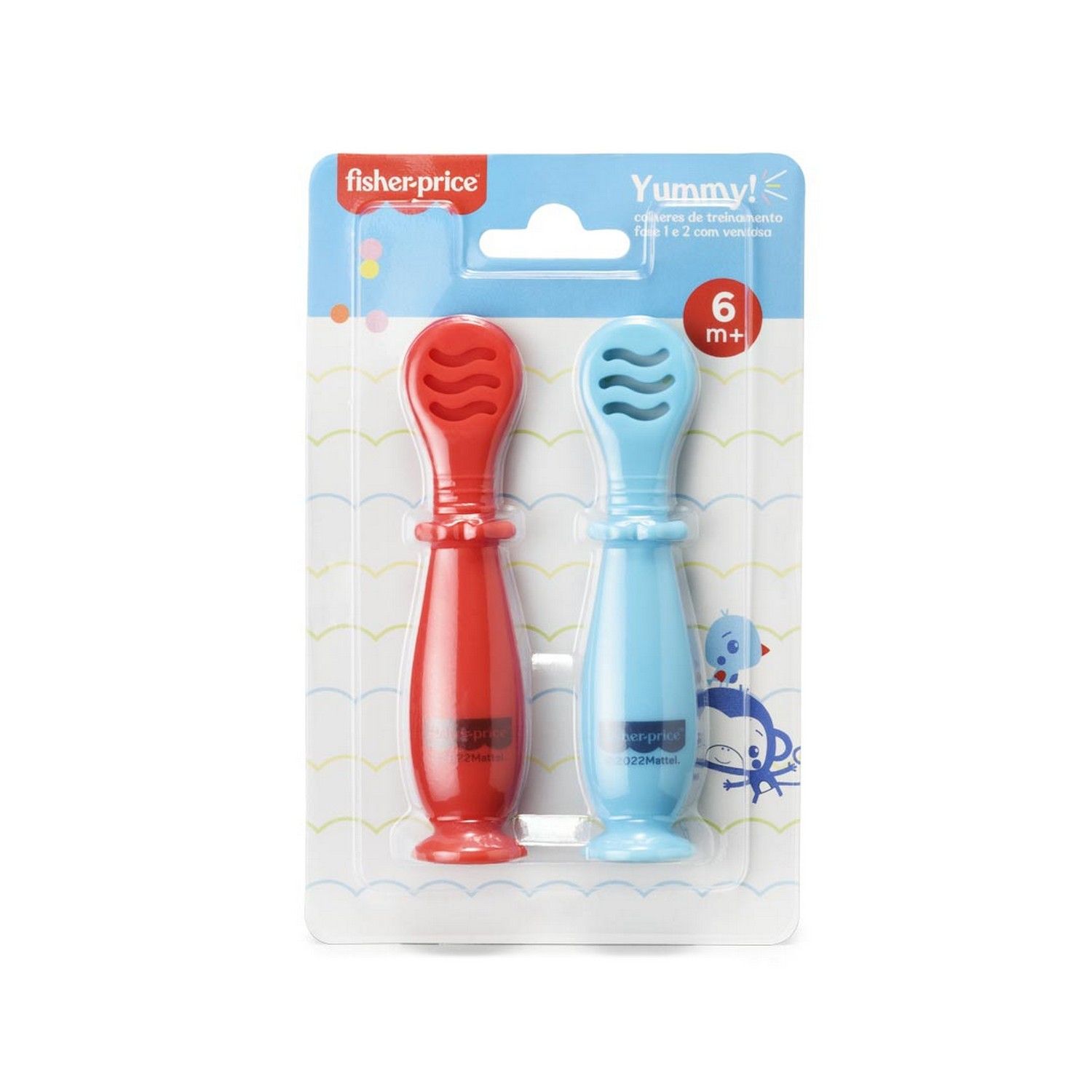 Kit Colher de Treinamento Ventosa Yummy Azul