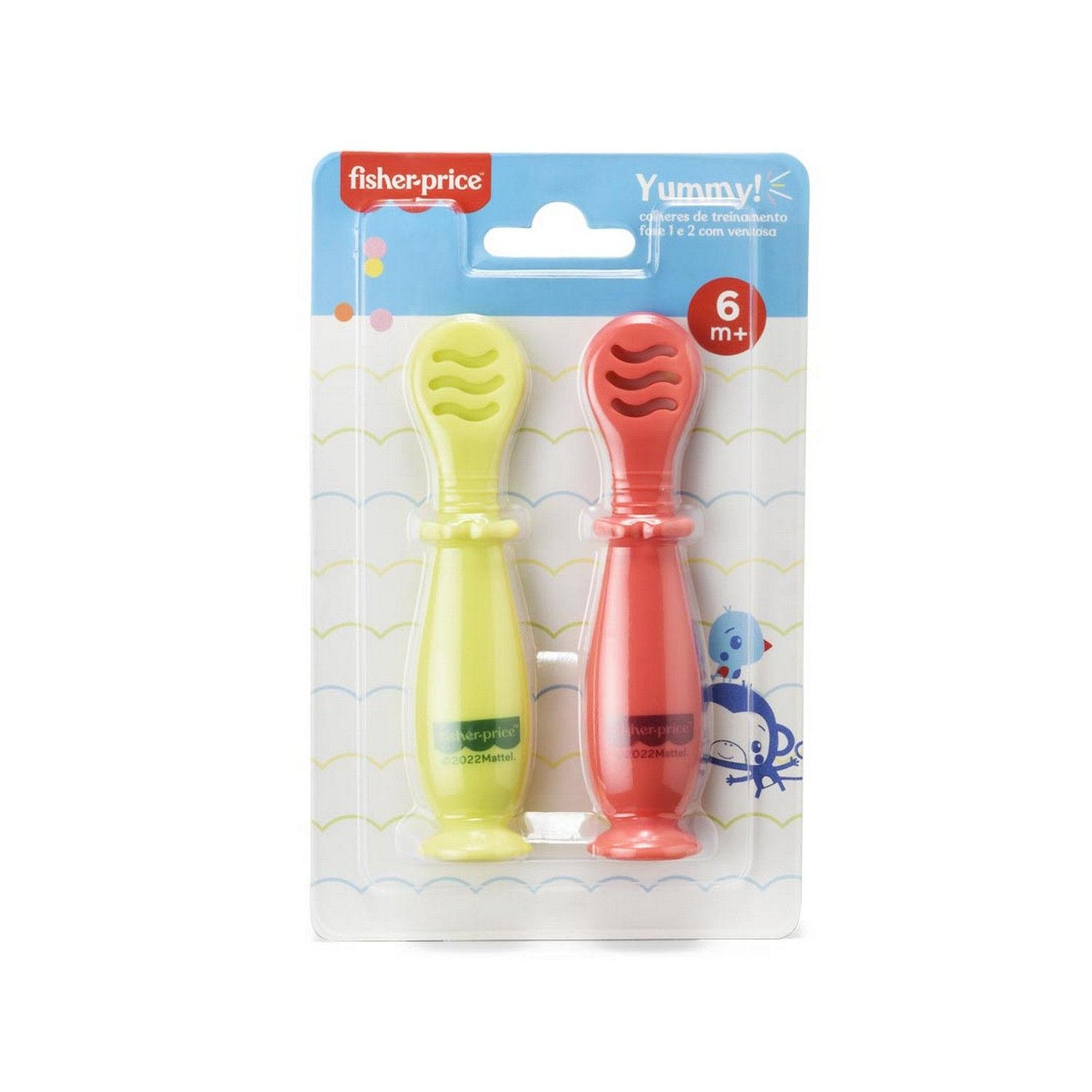 Kit Colher de Treinamento Ventosa Yummy Azul