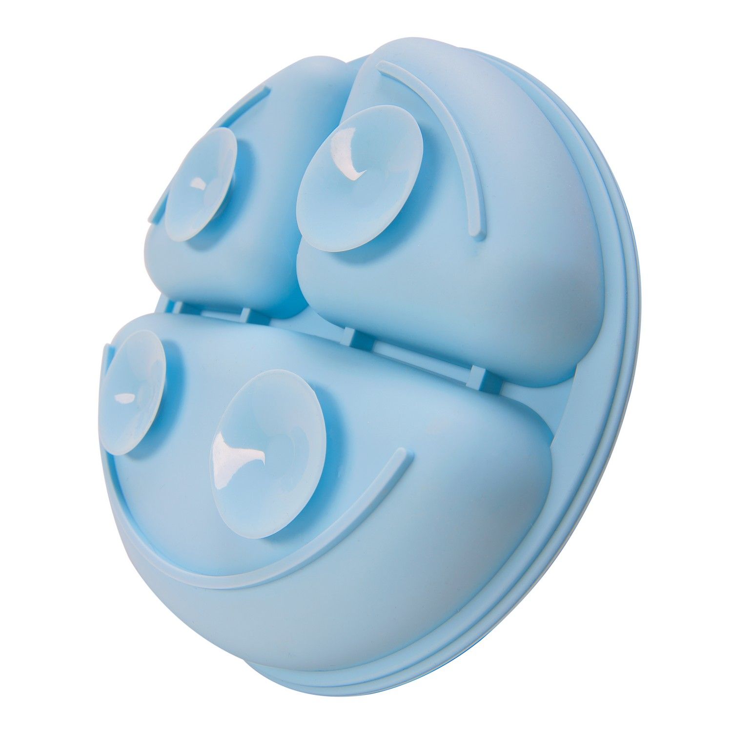 Pratinho de Silicone com Divisórias e Ventosa Azul