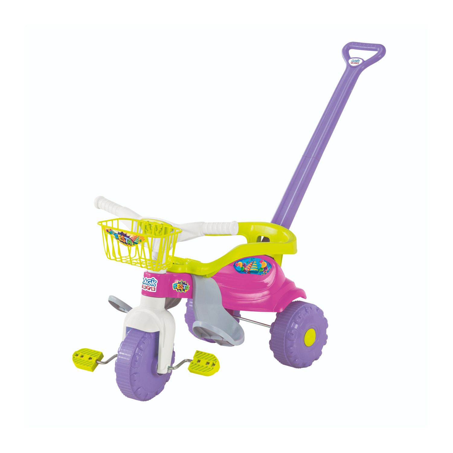 Triciclo com Empurrador Festa Azul