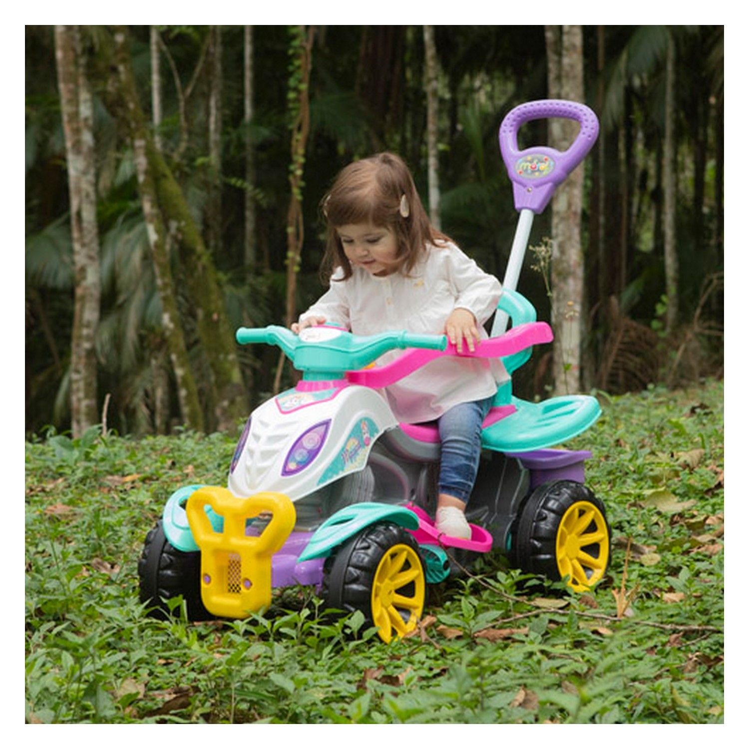 Quadriciclo com Empurrador Verde e Azul