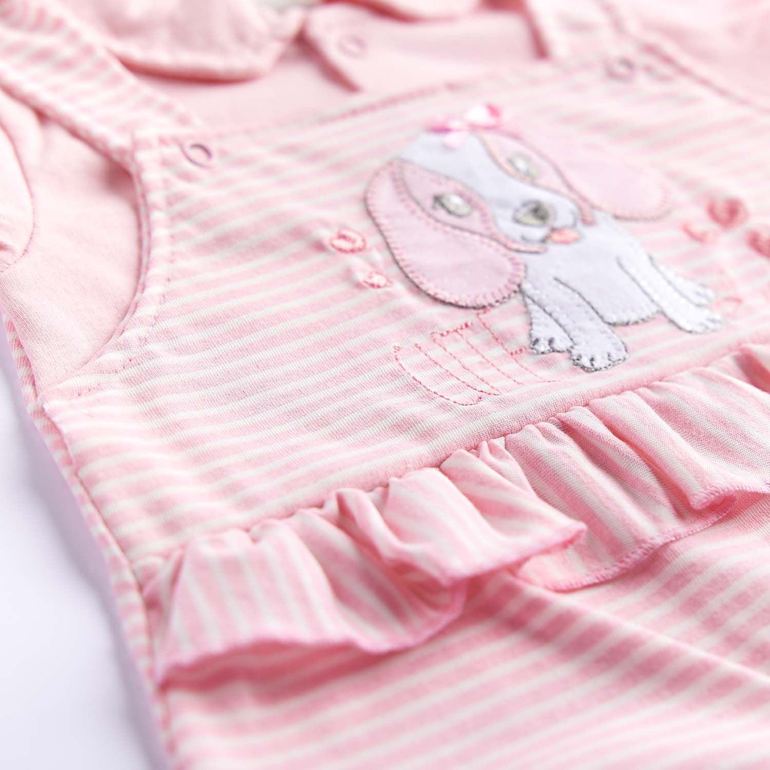 Macacão Jardineira Cachorrinho Rosa