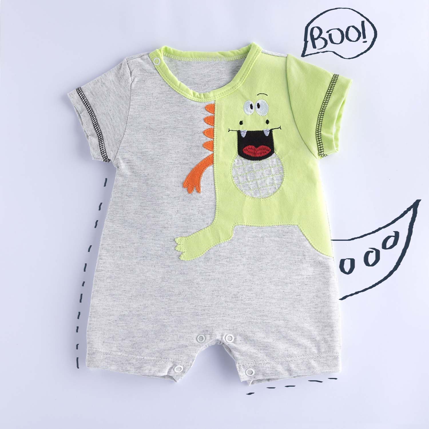 Macacão Curto Monstrinho Cinza