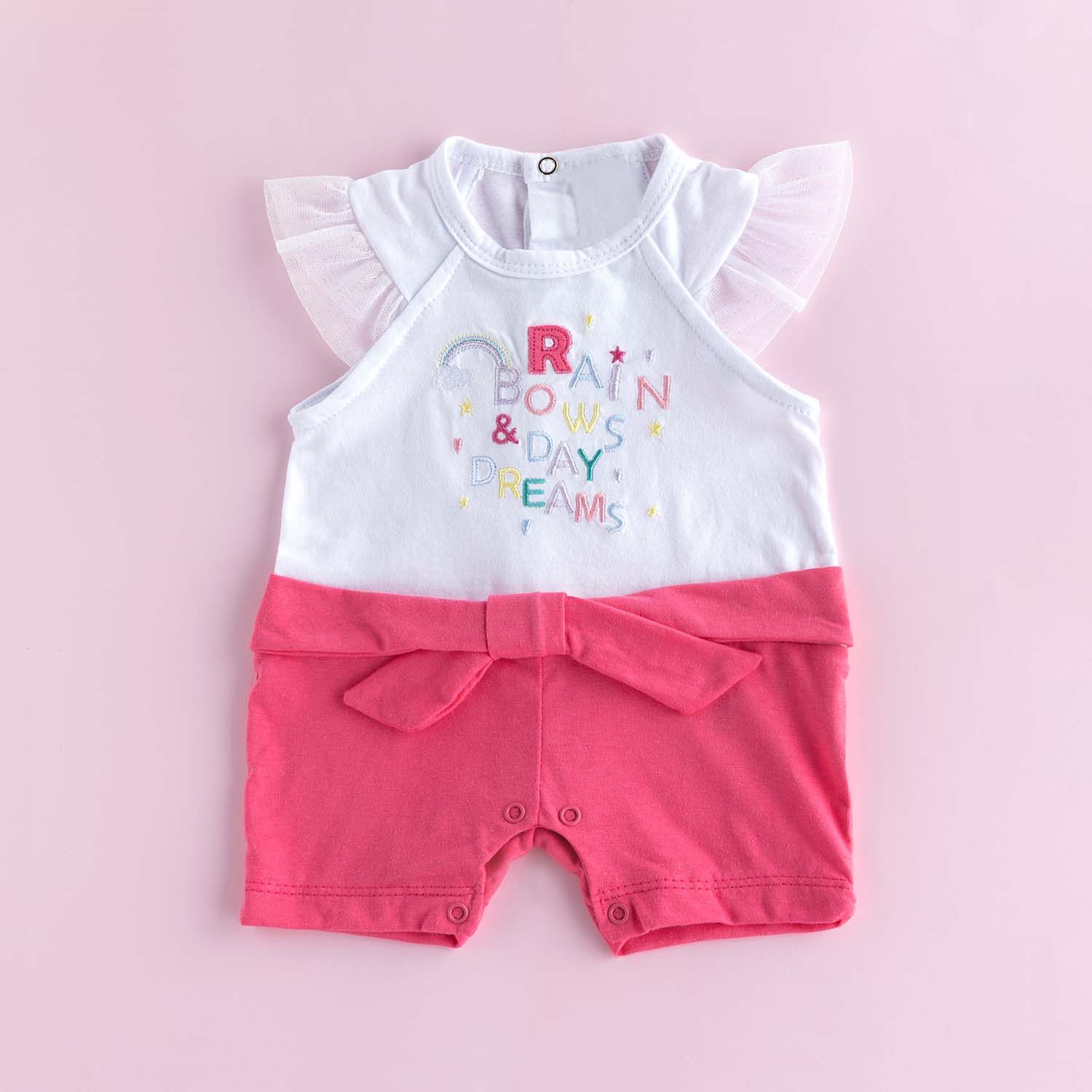 Macacão Curto Laço Rosa