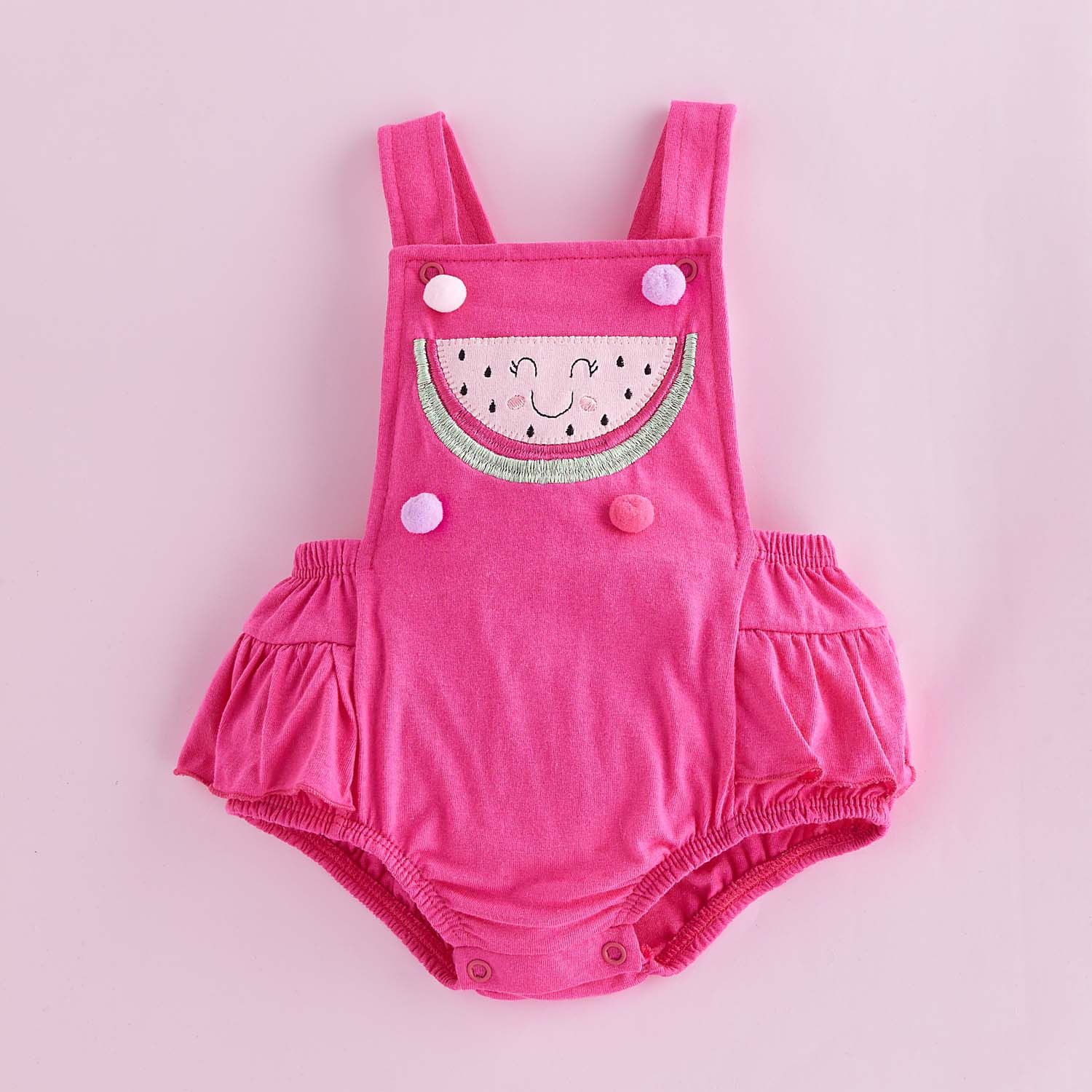 Jardineira Melancia Pompons Rosa