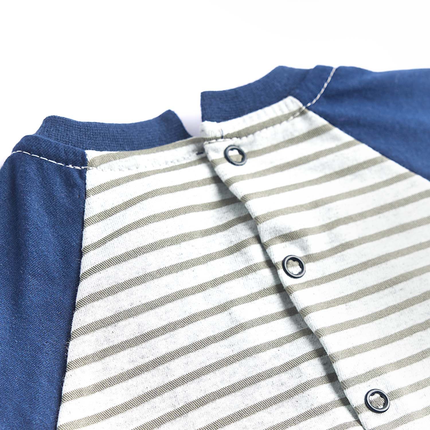 Macacão Curto Dino Feliz Azul Marinho