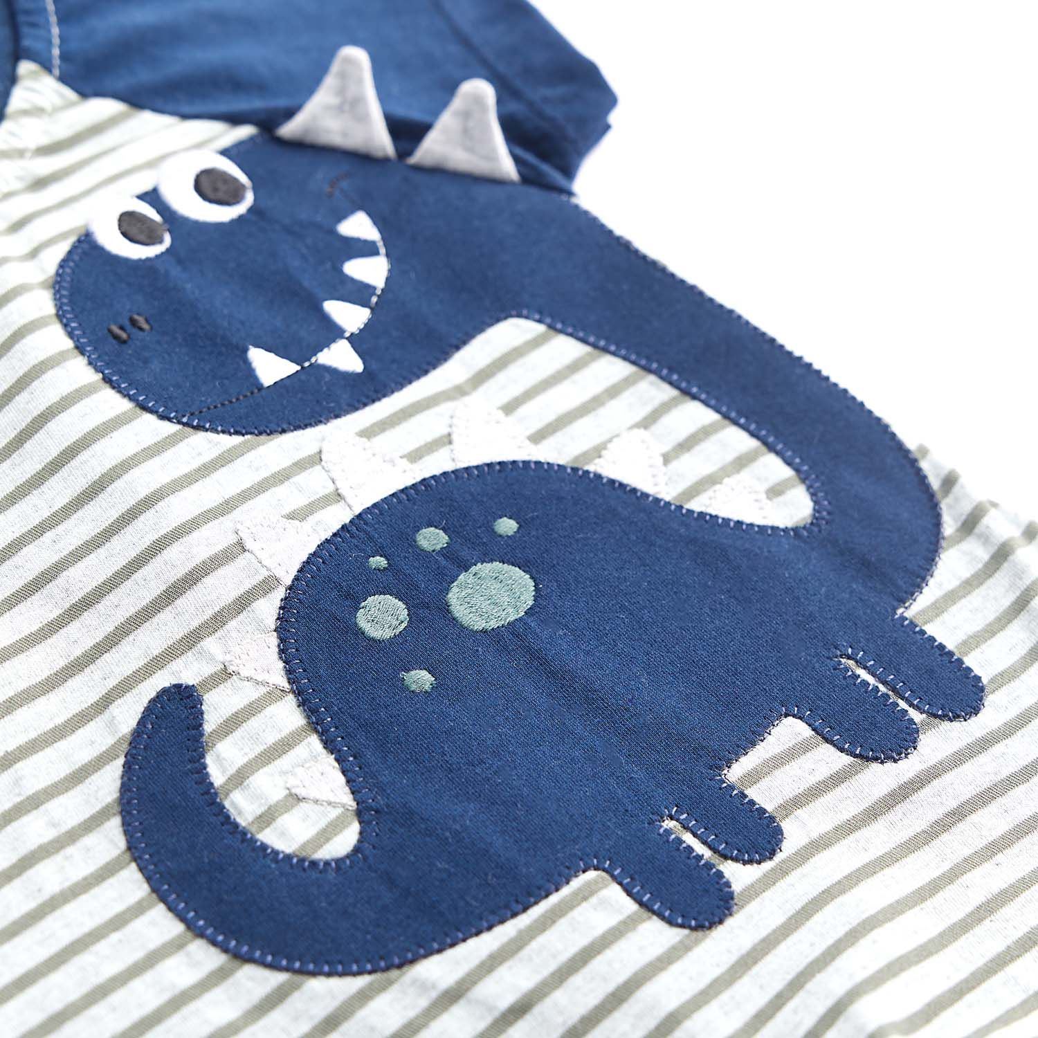 Macacão Curto Dino Feliz Azul Marinho