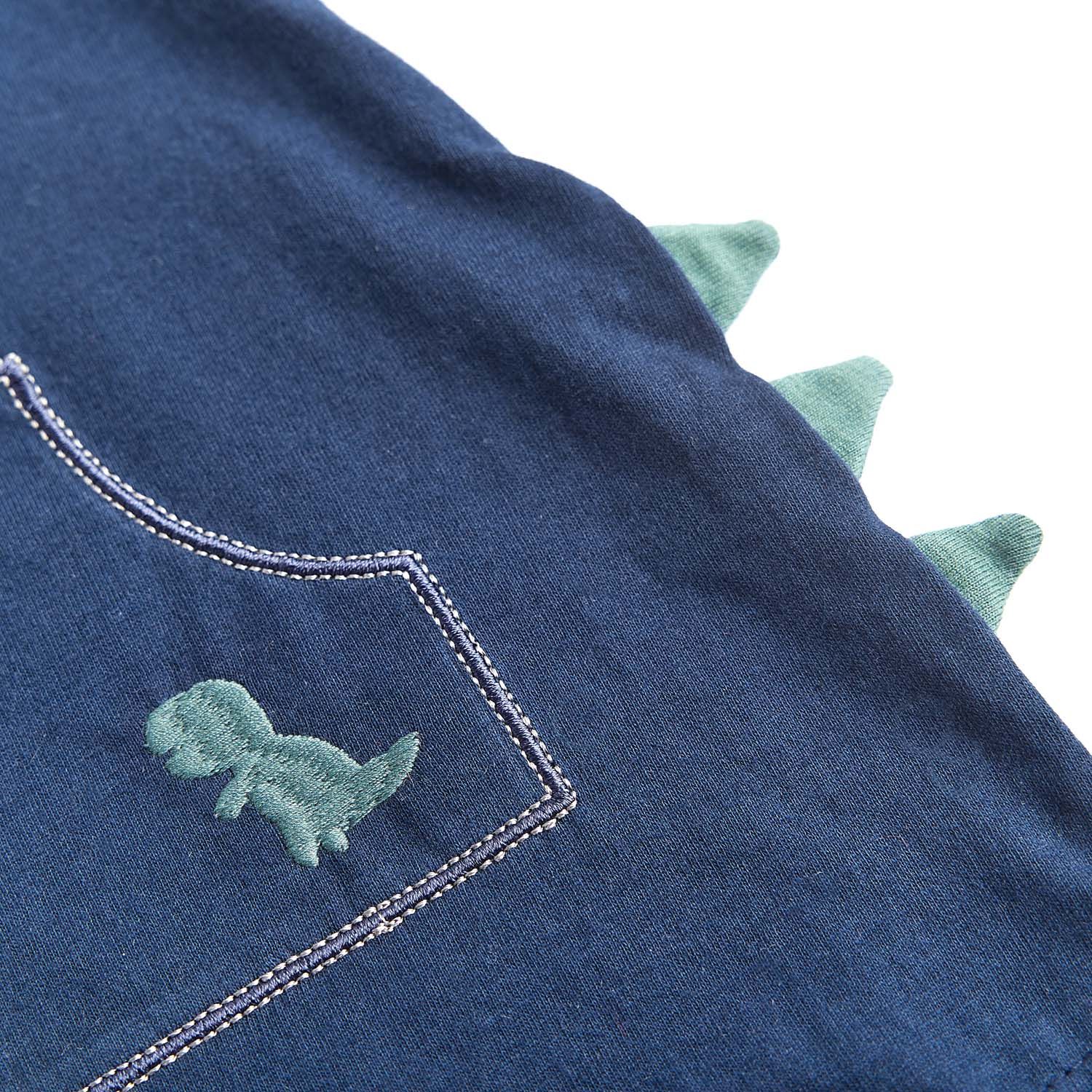 Macacão Curto Mini Dinossauro Azul Marinho