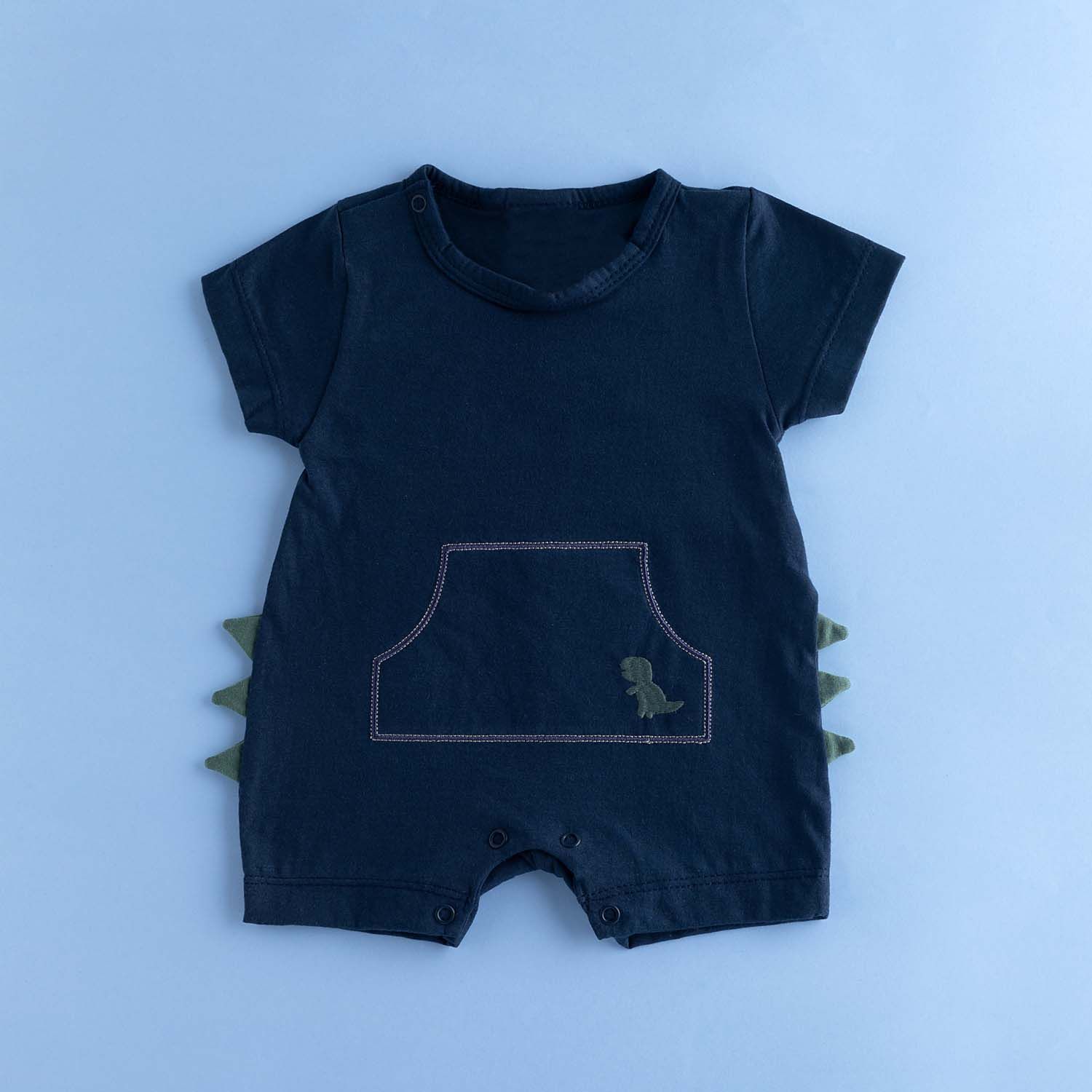 Macacão Curto Mini Dinossauro Azul Marinho
