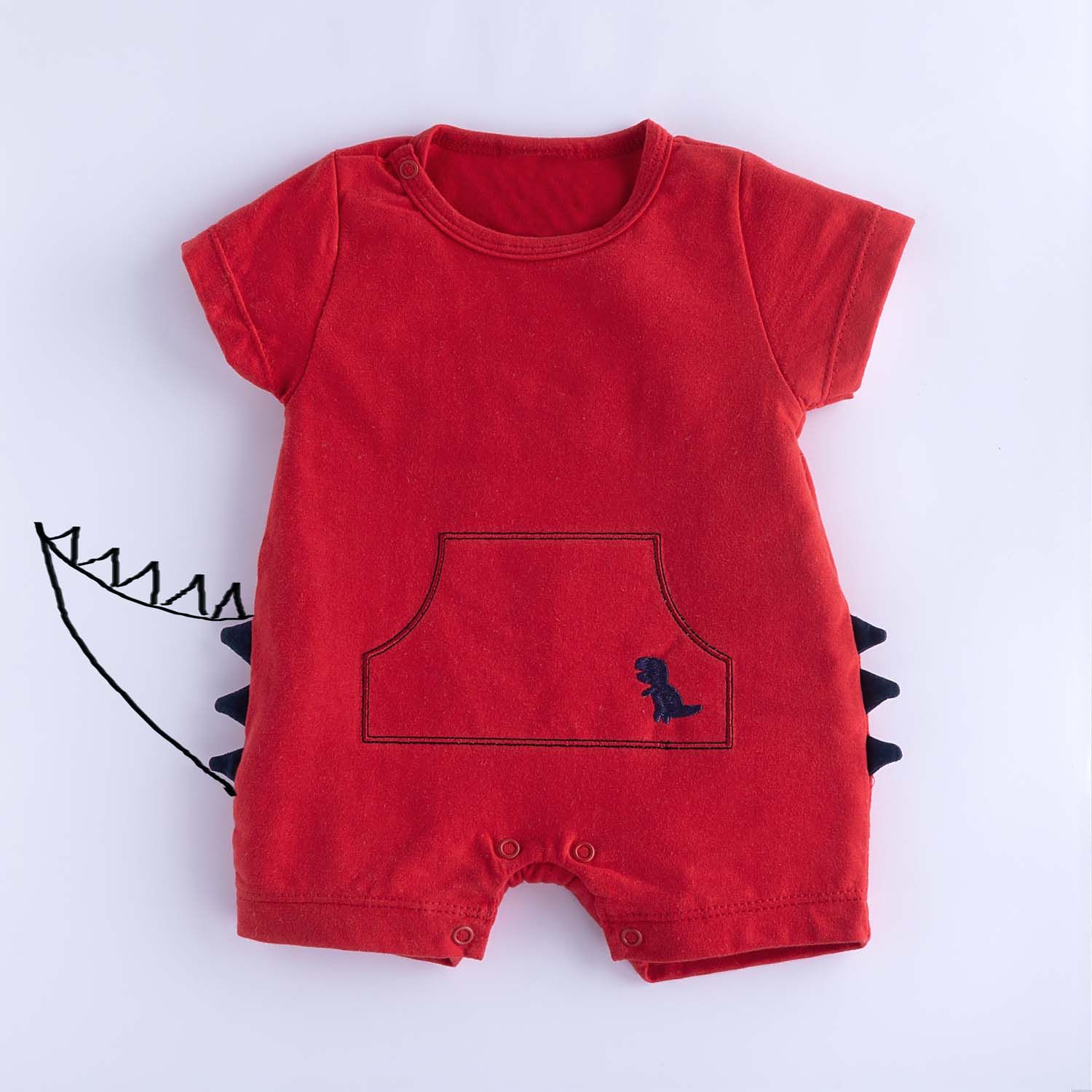 Macacão Curto Mini Dinossauro Azul Marinho