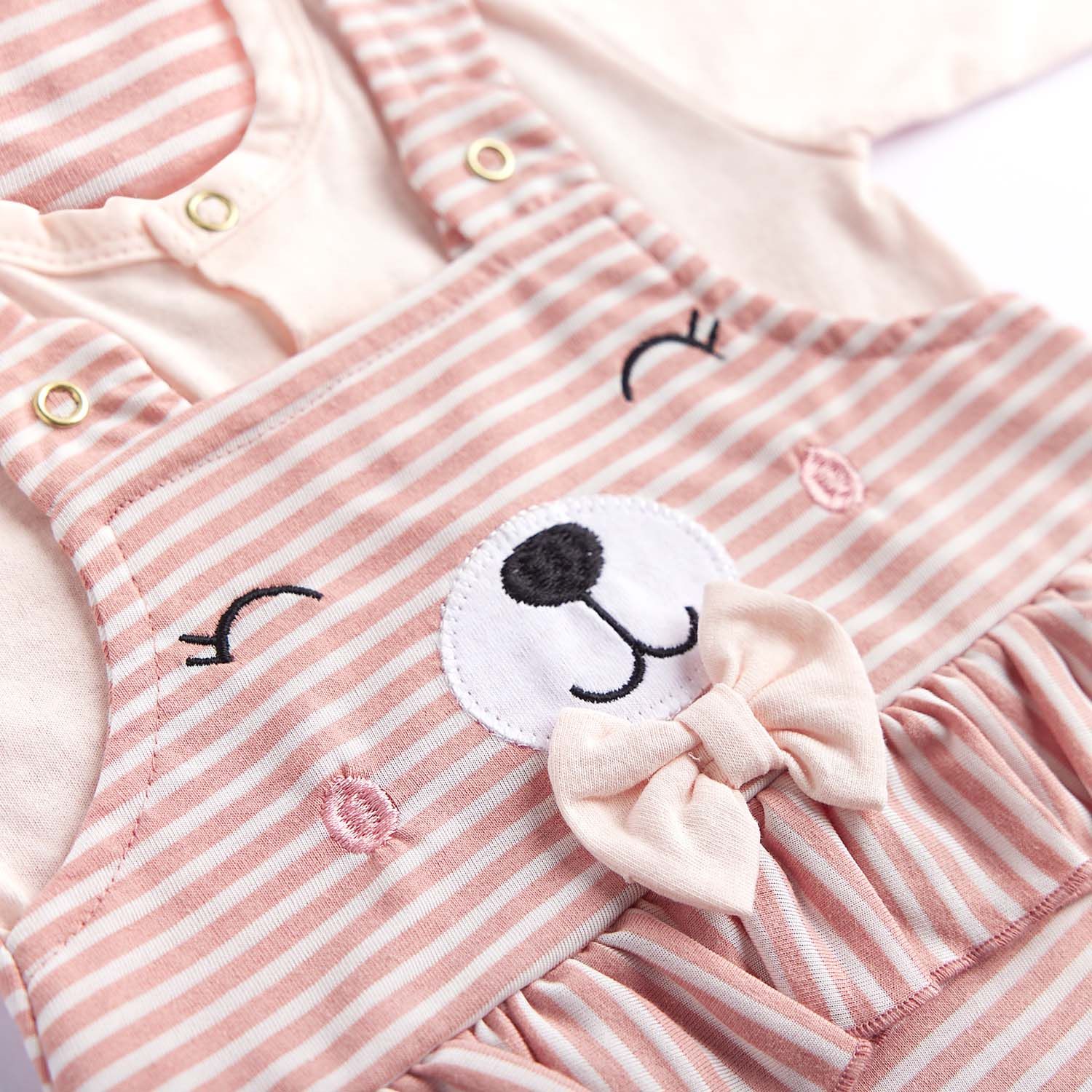 Macacão Jardineira Longo Ursinha Rosa