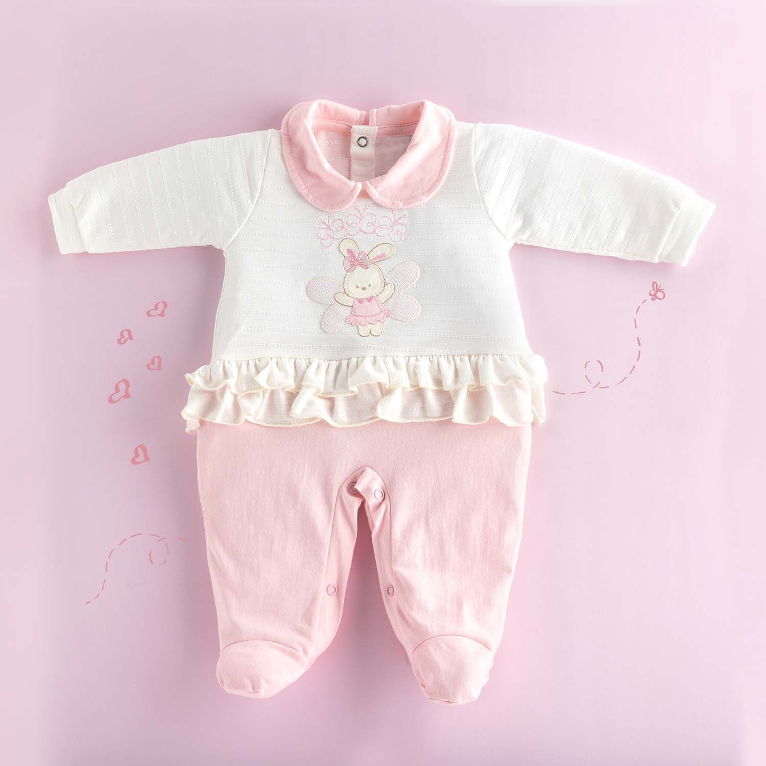 Macacão Longo Clássico Coelhinha Rosa