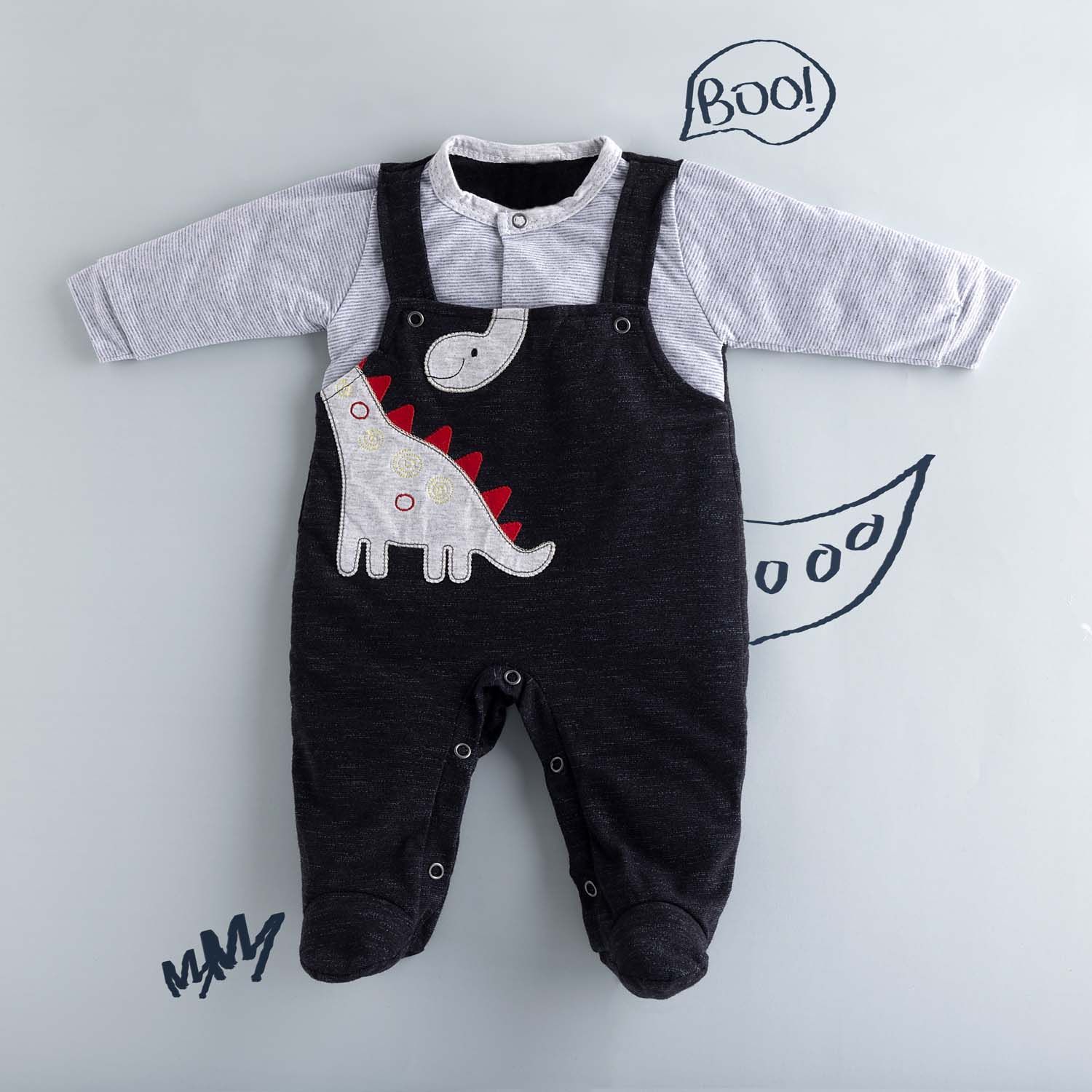 Macacão Jardineira Longo Dinossauro