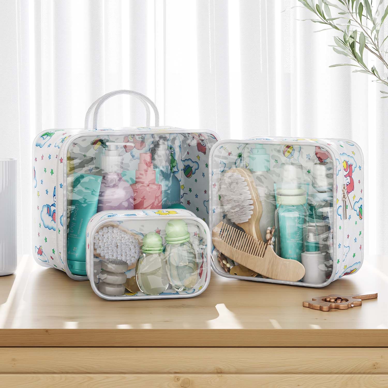 Kit Organizador de Mala Impermeável Ursinhos nas Nuvens