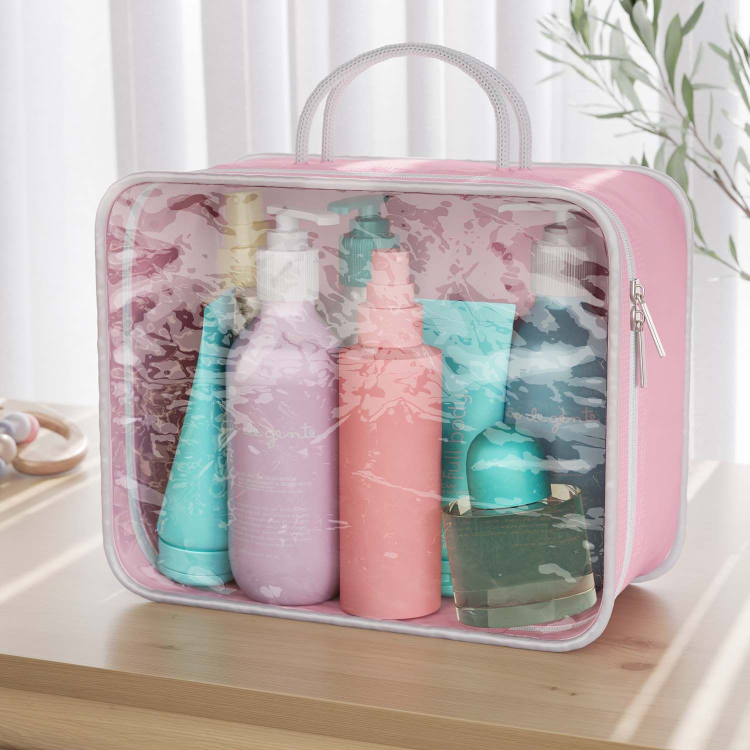 Kit Necessaire Impermeável Viagem Rosa