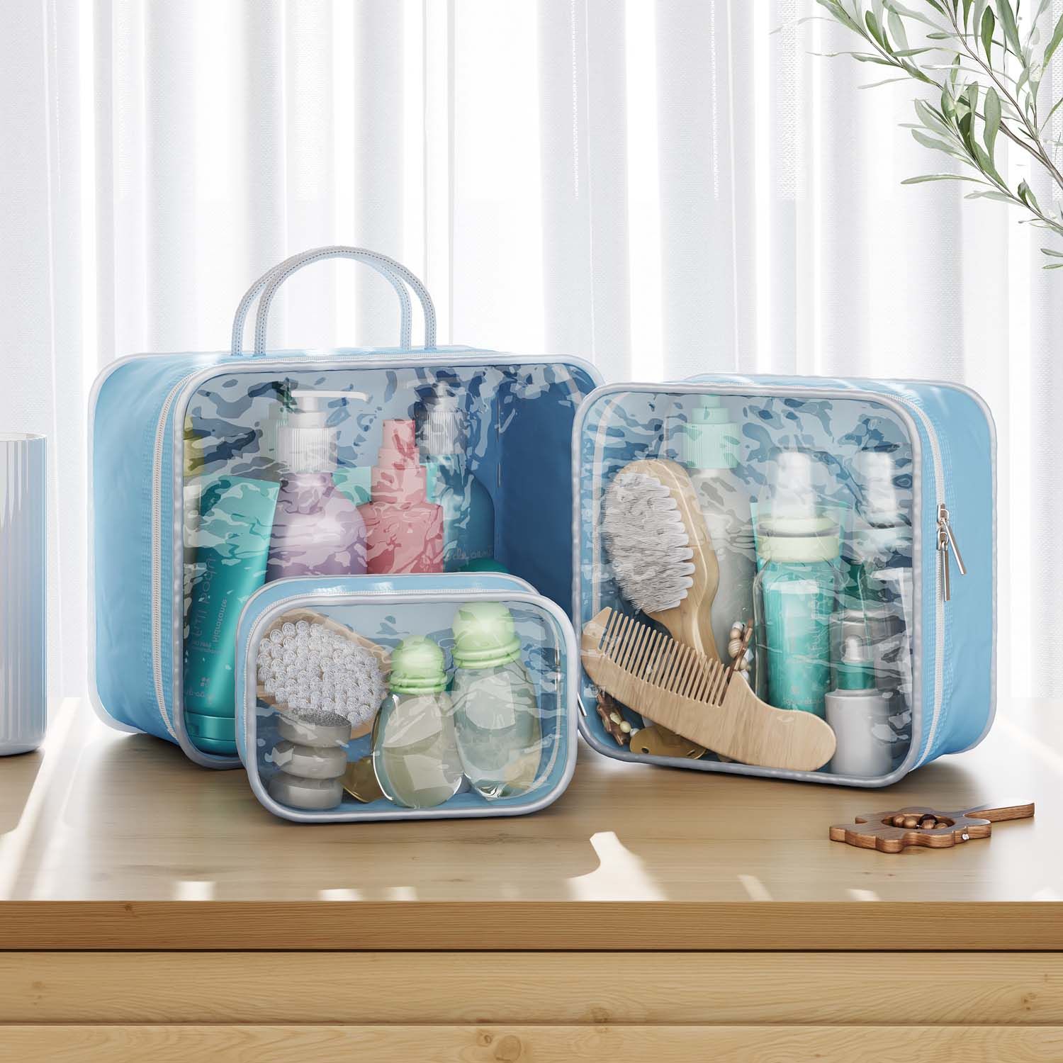 Kit Necessaire Impermeável Viagem Rosa