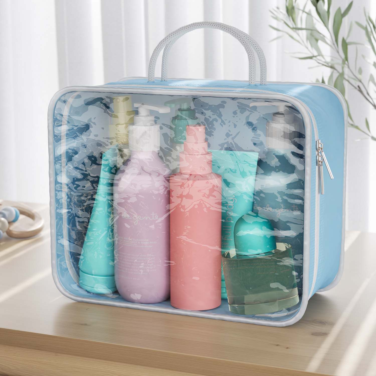 Kit Necessaire Impermeável Viagem Rosa