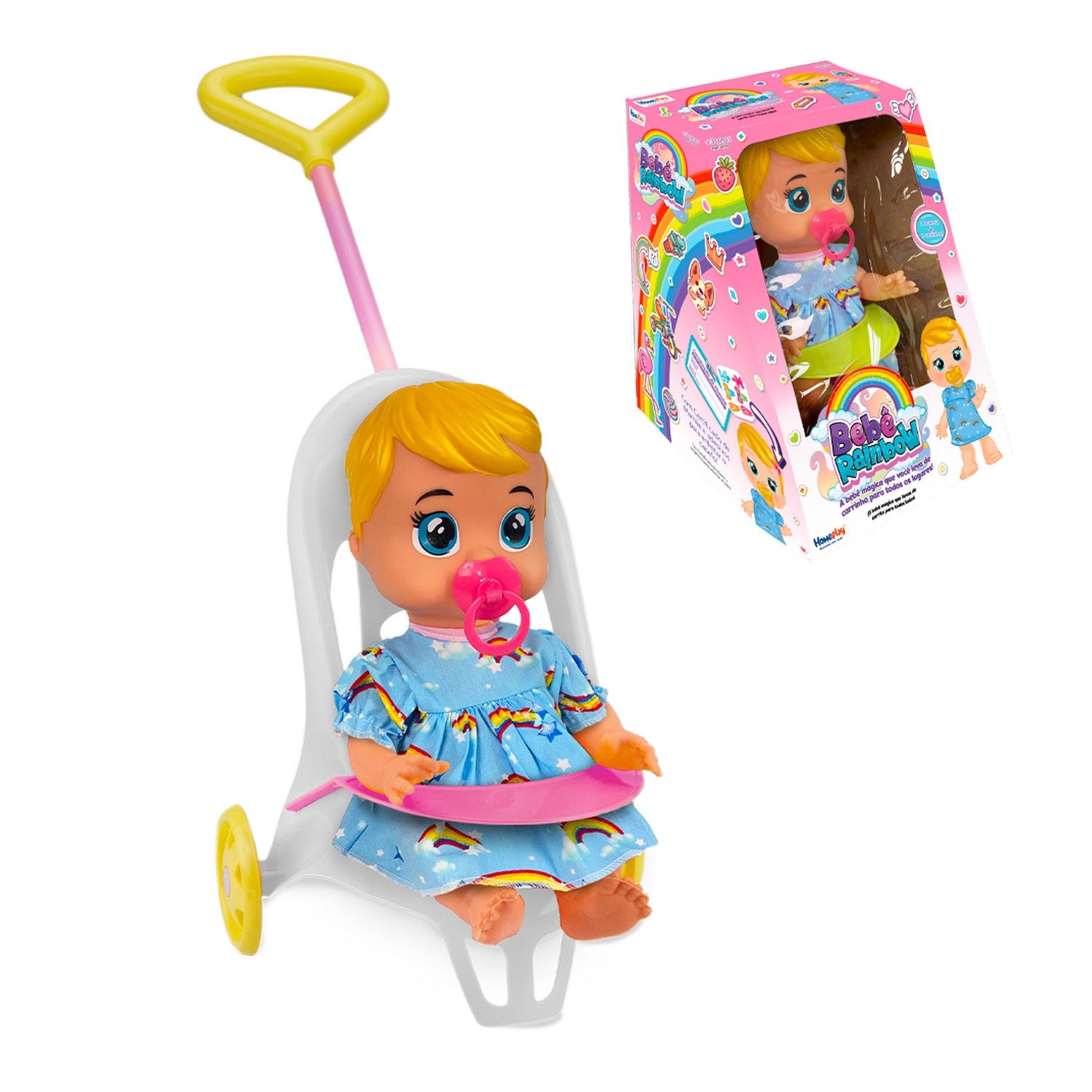 Boneca Baby Rainbow com Carrinho